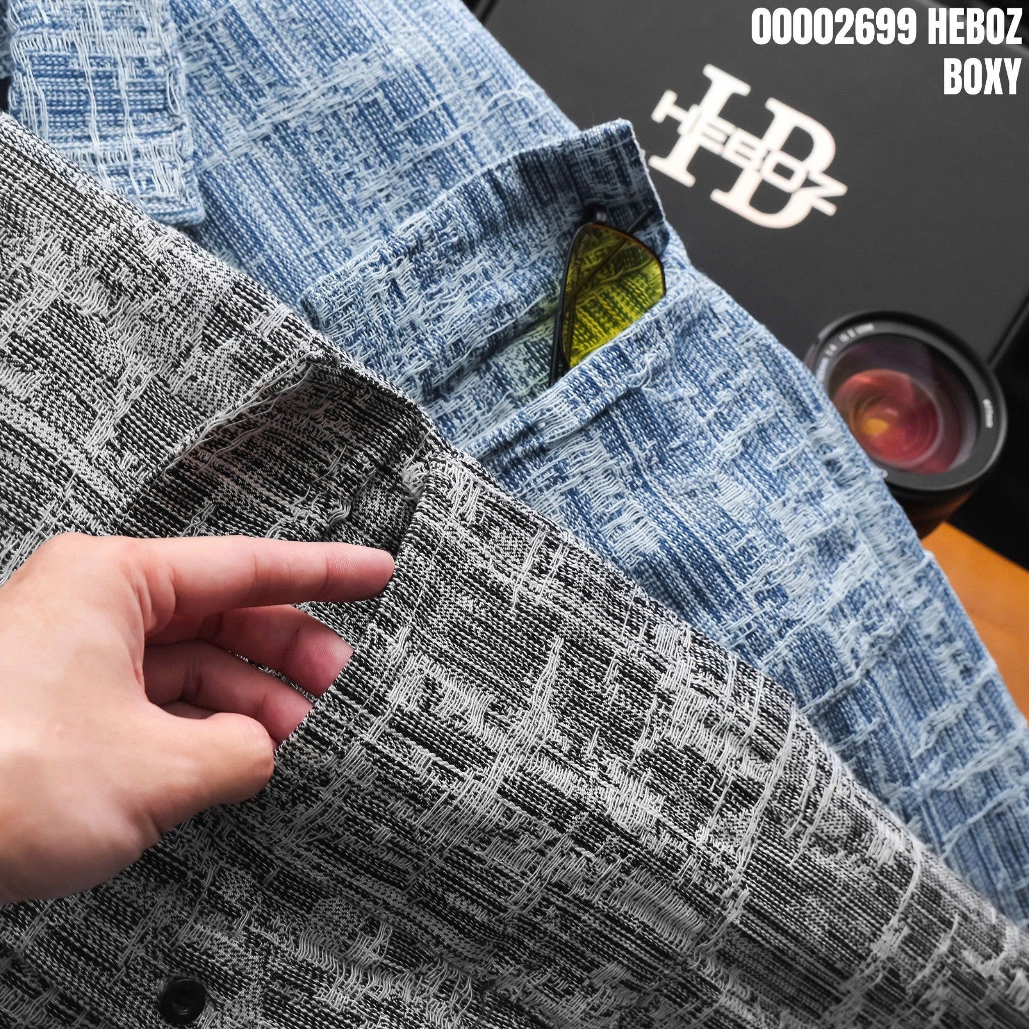 Áo sơ mi nam Heboz tay ngắn Jacquard 2 túi nắp 2M - 00002699