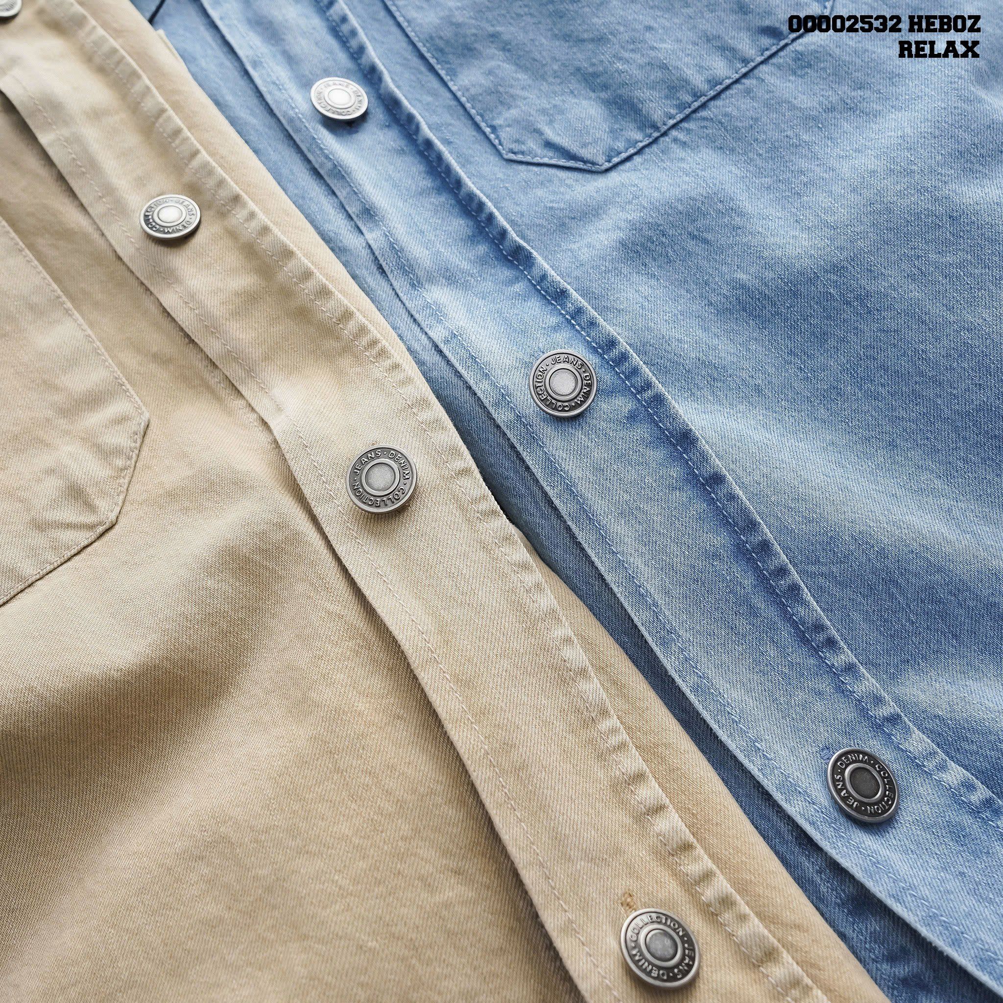 Áo sơ mi nam Heboz denim ngắn tay relax 2M - 00002532