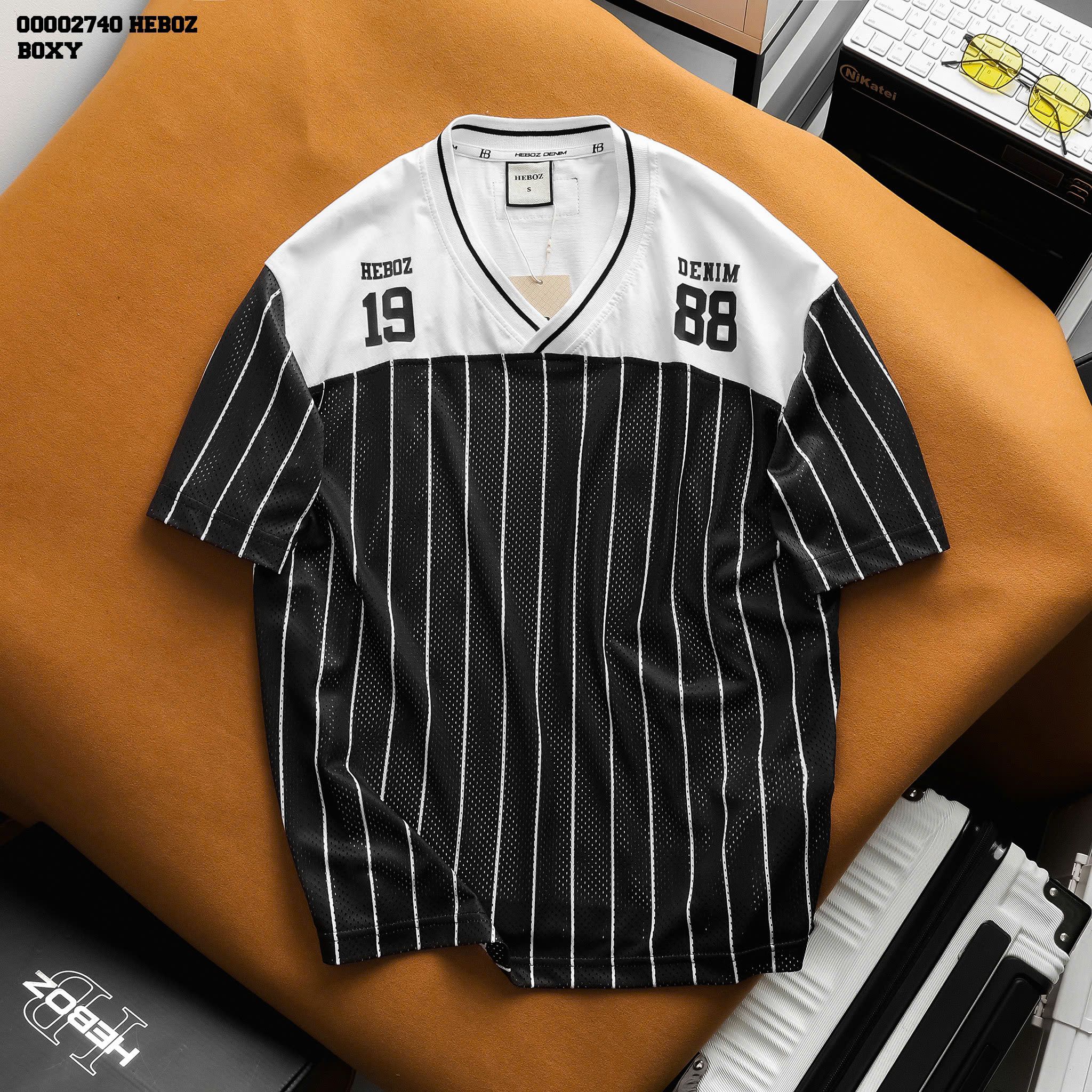 Áo thun nam Heboz baseball cổ V 2M - 00002740