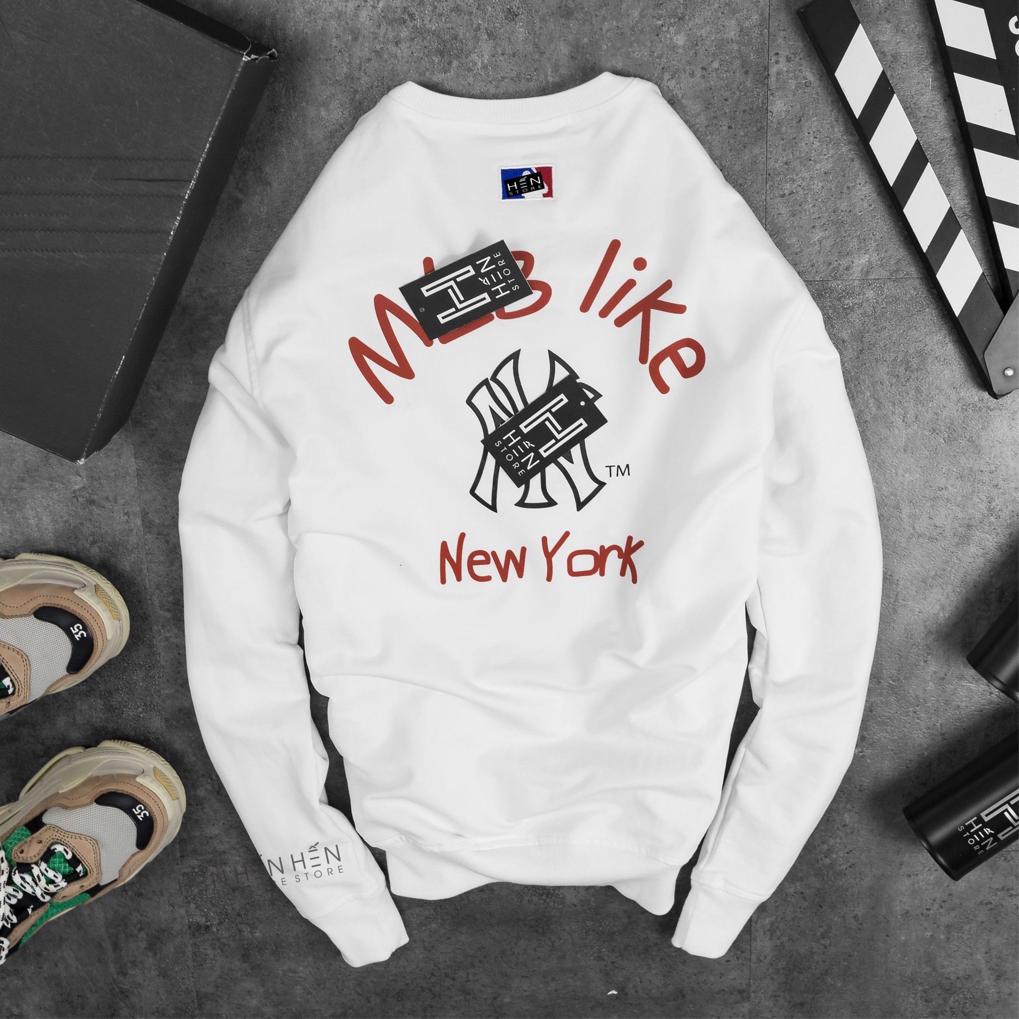 Áo Nỉ Dài Tay YK Logo Thêu 4M