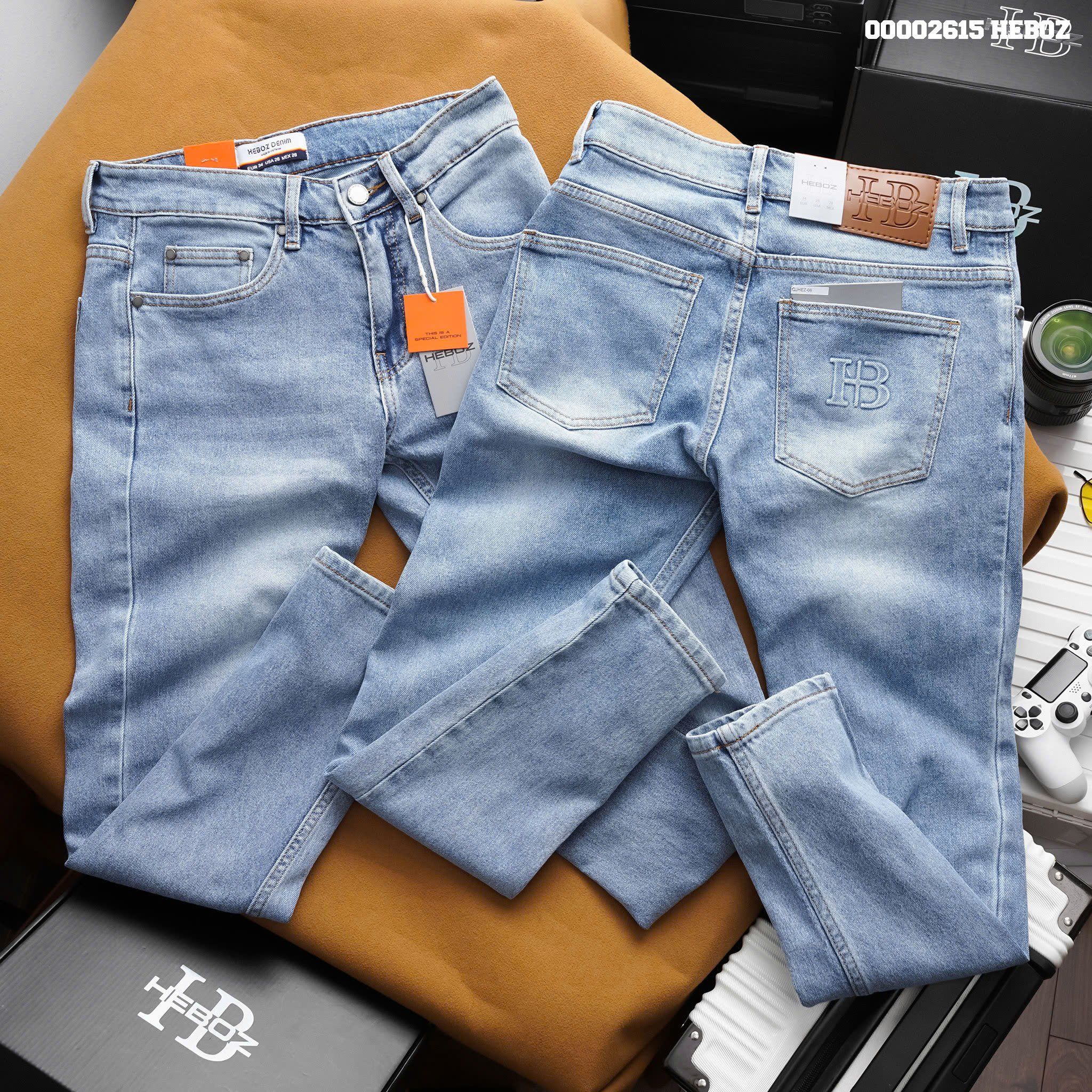 Quần jean nam Heboz dáng slim trơn D008 - 00002615
