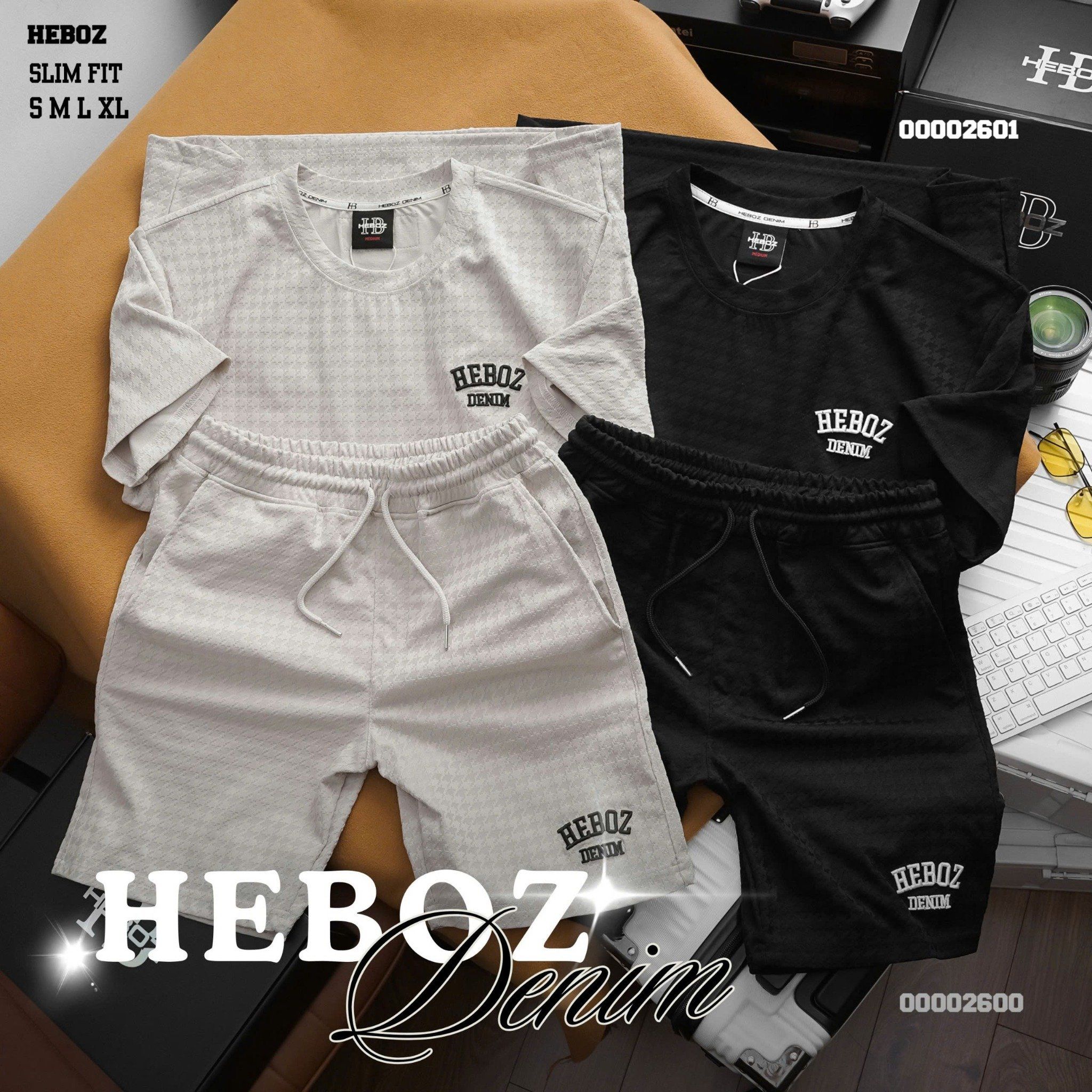 Quần short nam Heboz thun bộ hoạ tiết chìm 2M - 00002600