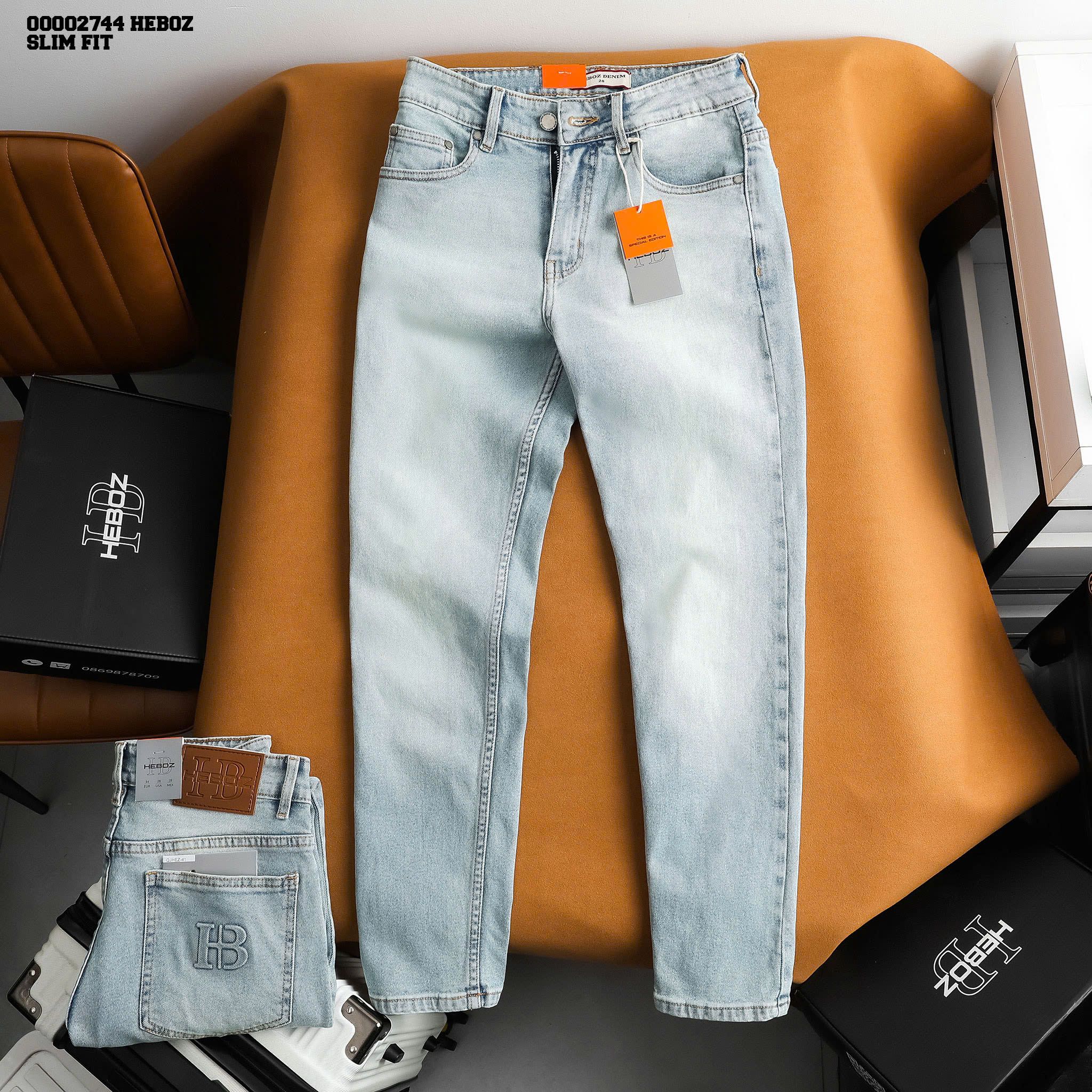 Quần jean nam Heboz dáng slim trơn D041 - 00002744