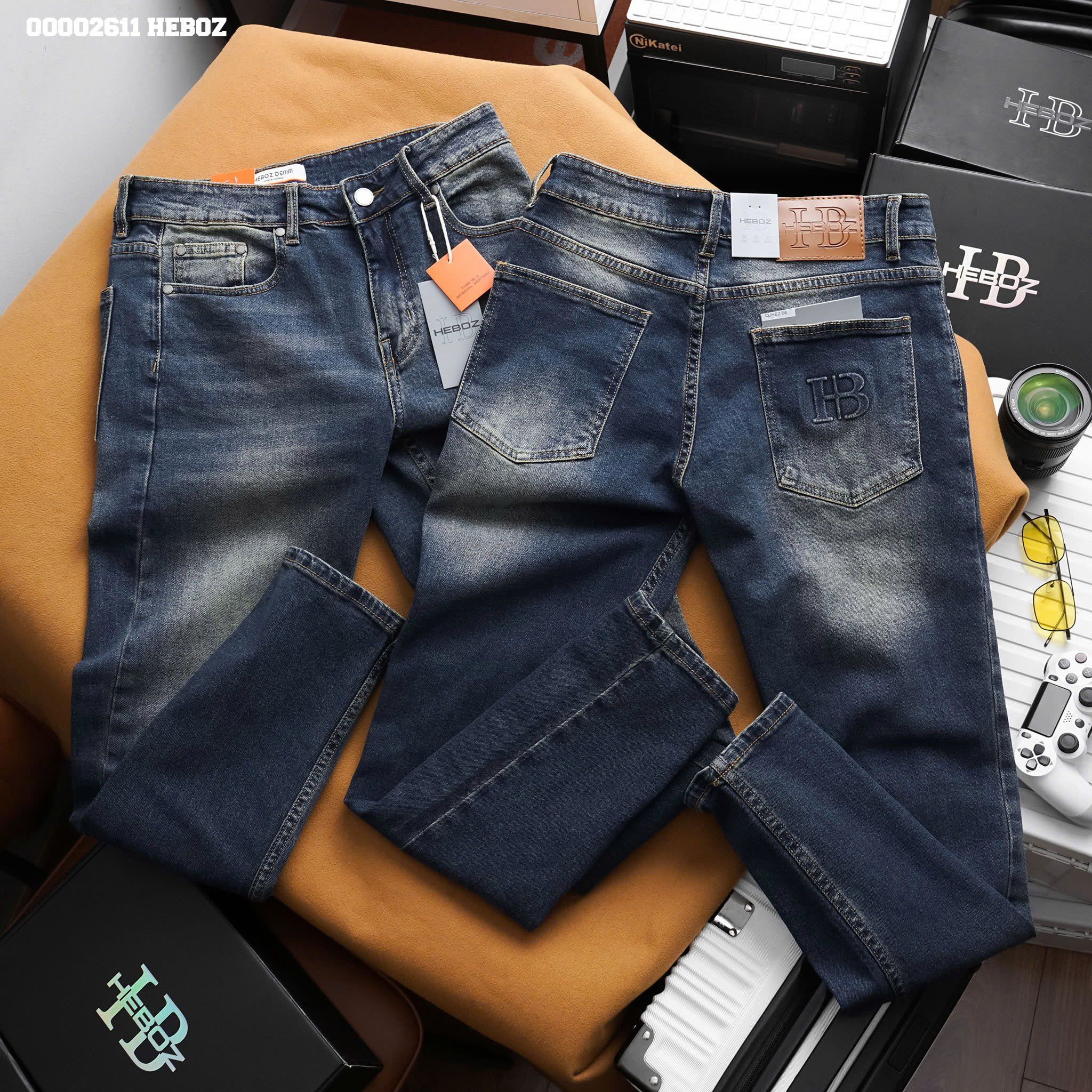 Quần jean nam Heboz form slim trơn D006 - 00002611