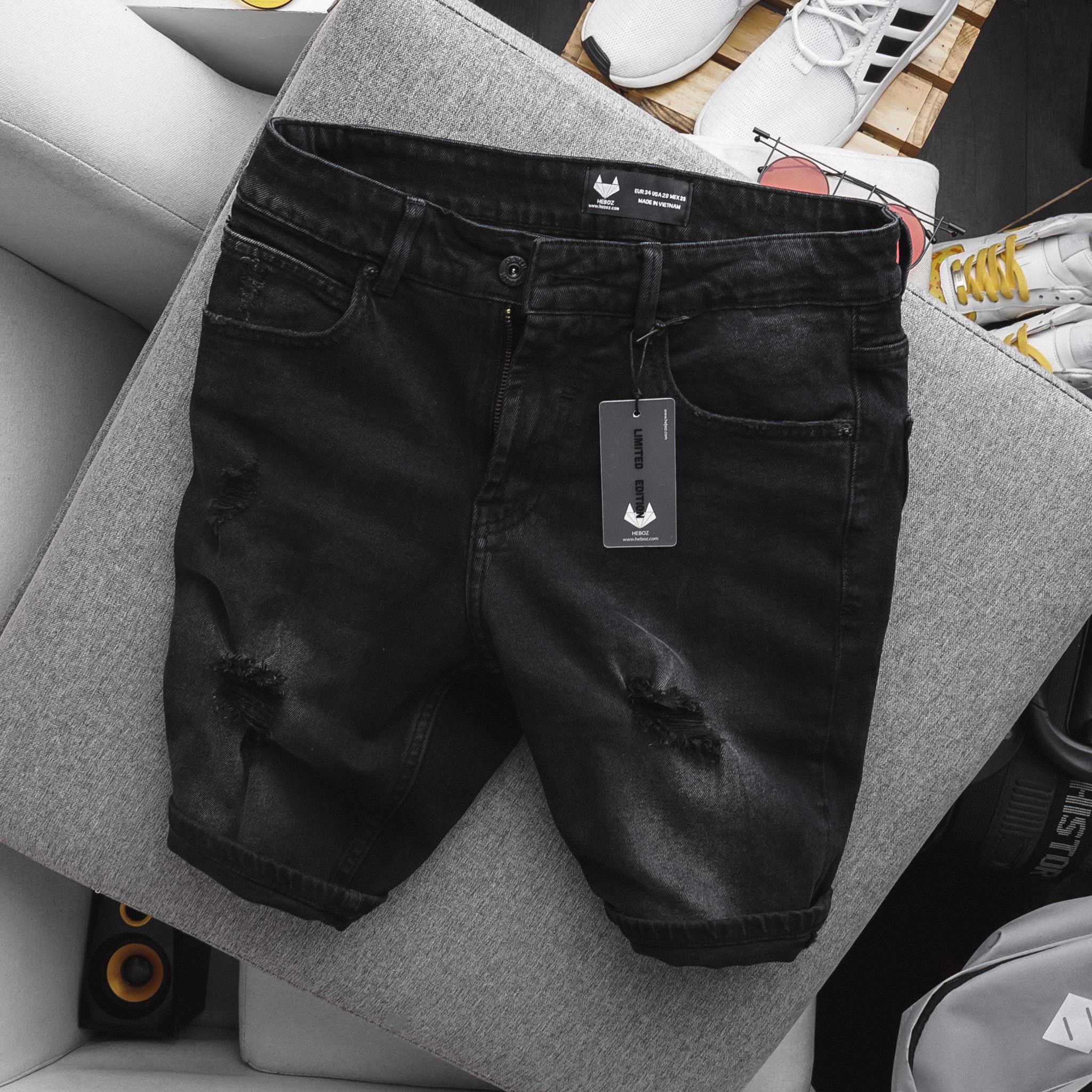 Quần short jean Heboz 4M rách