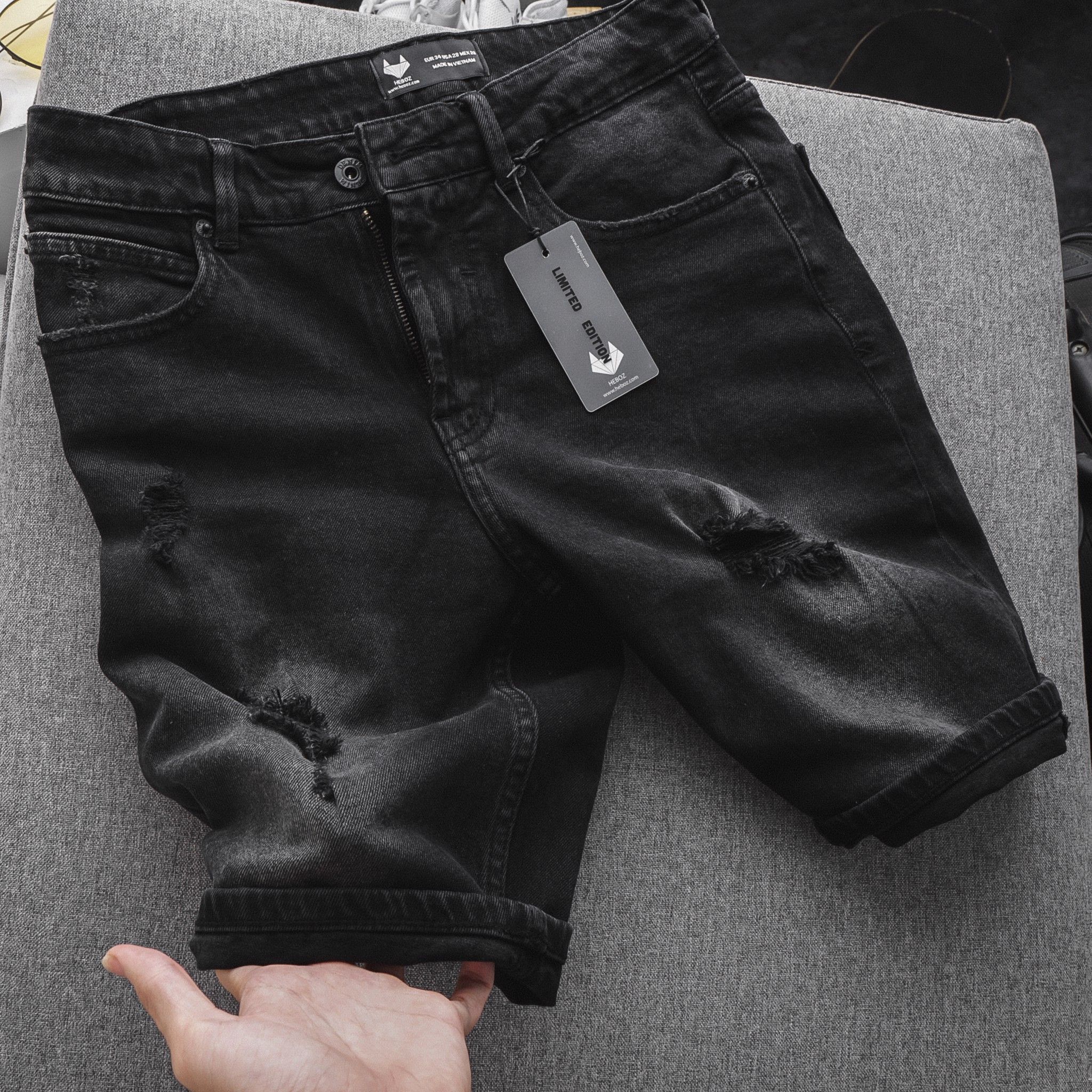 Quần short jean Heboz 4M rách