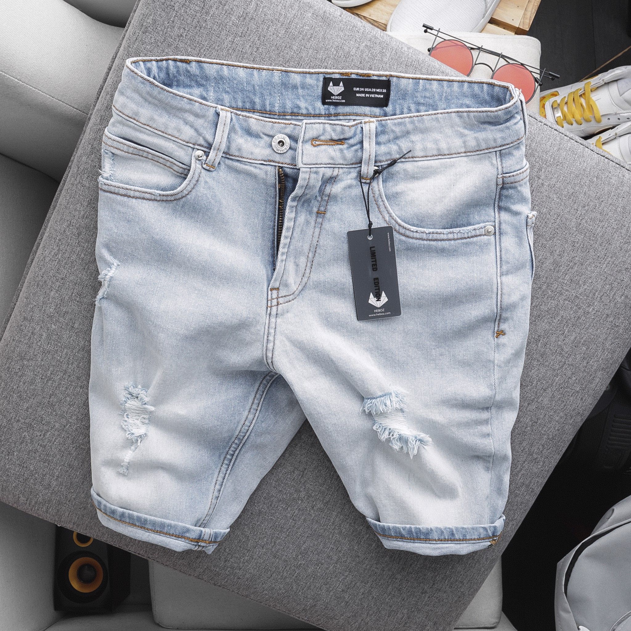 Quần short jean Heboz 4M rách