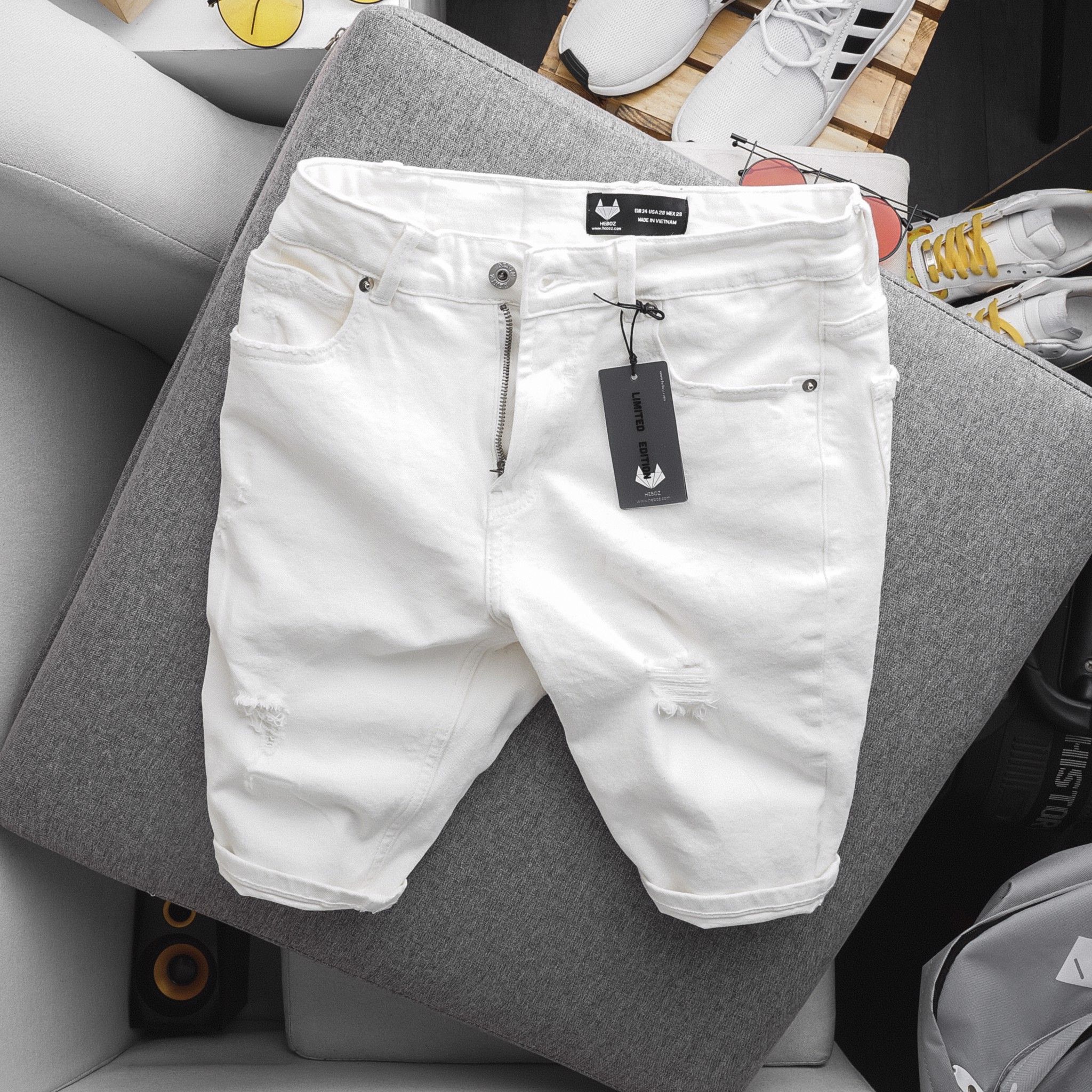 Quần short jean Heboz 4M rách