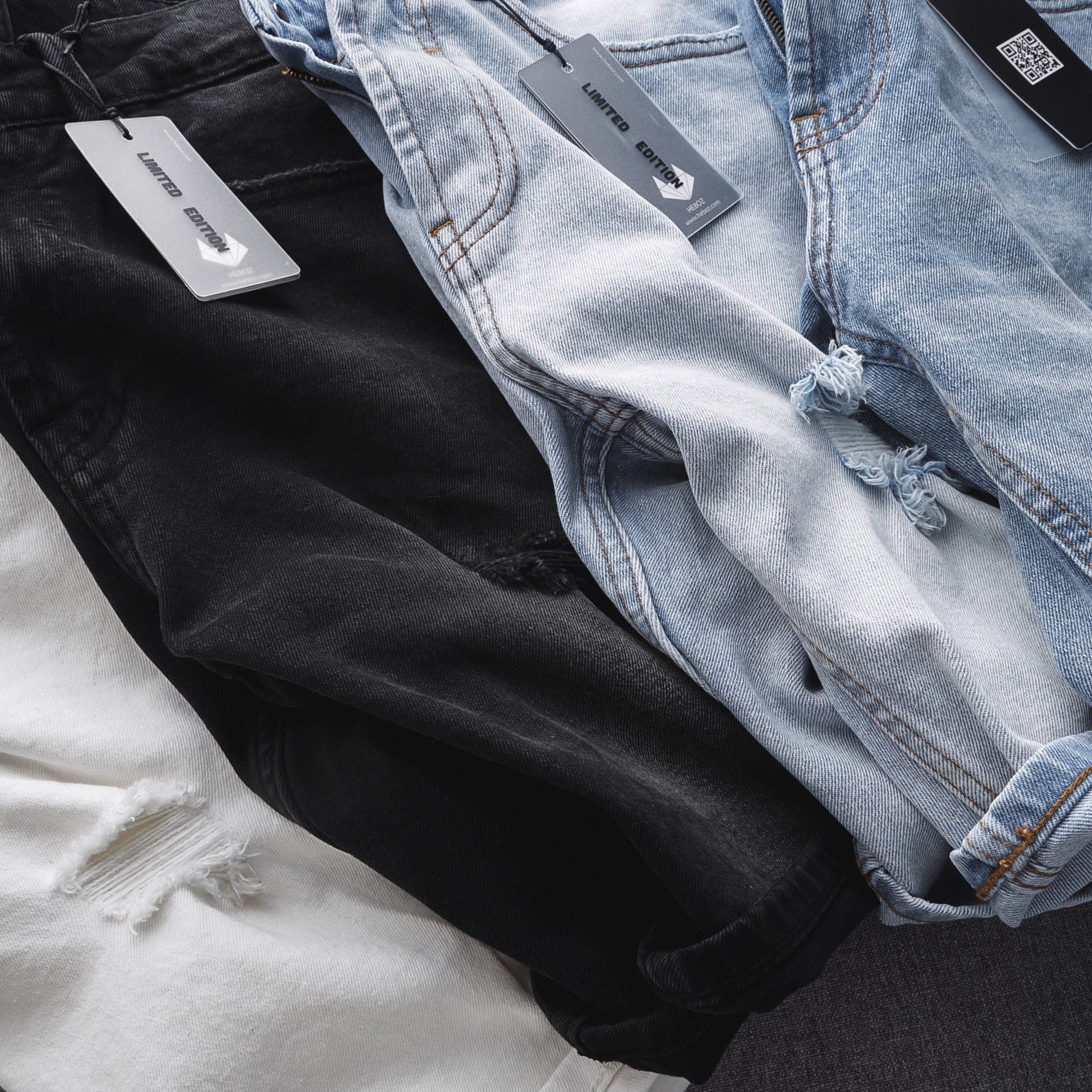 Quần short jean Heboz 4M rách