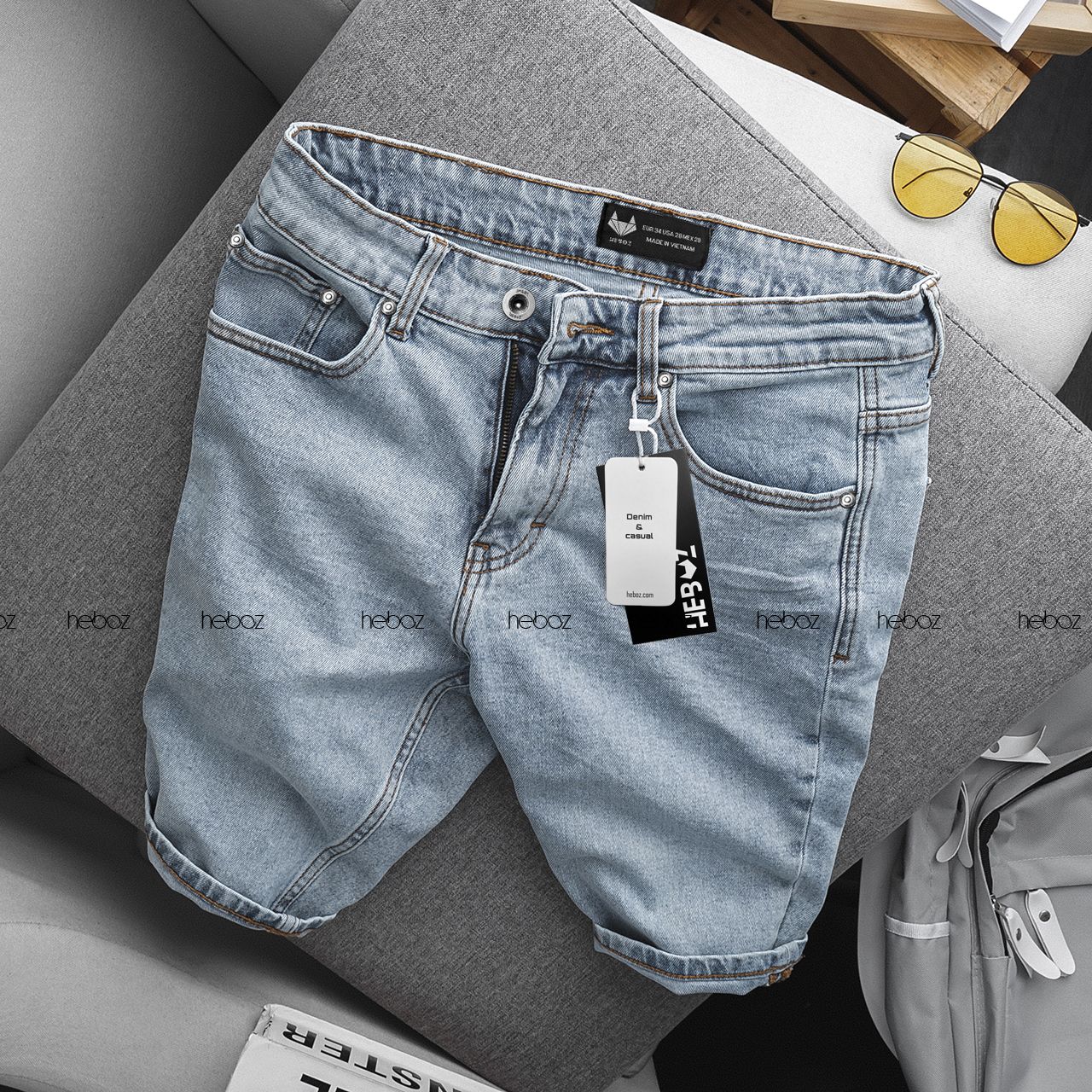 Quần short jean Heboz 4M(trơn)