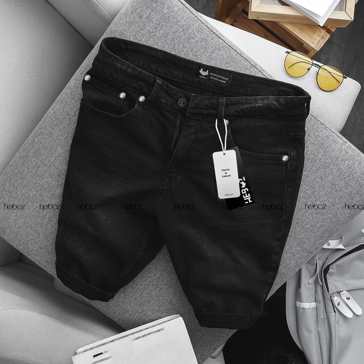 Quần short jean Heboz 4M(trơn)