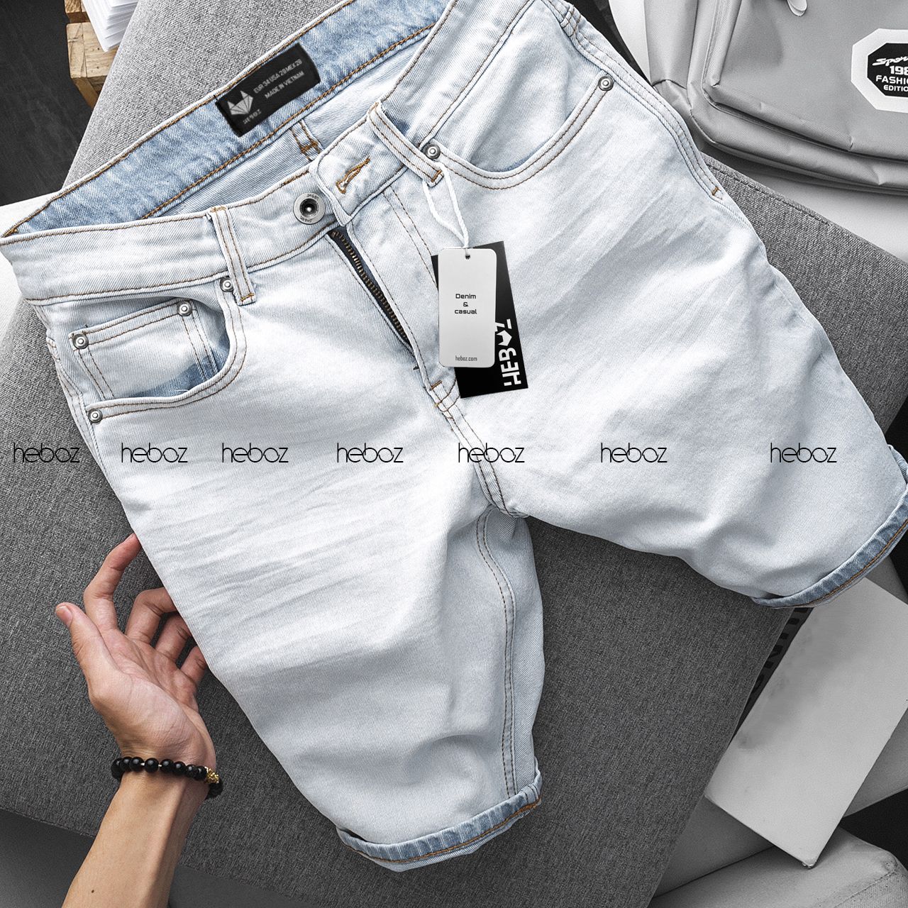 Quần short jean Heboz 4M(trơn)