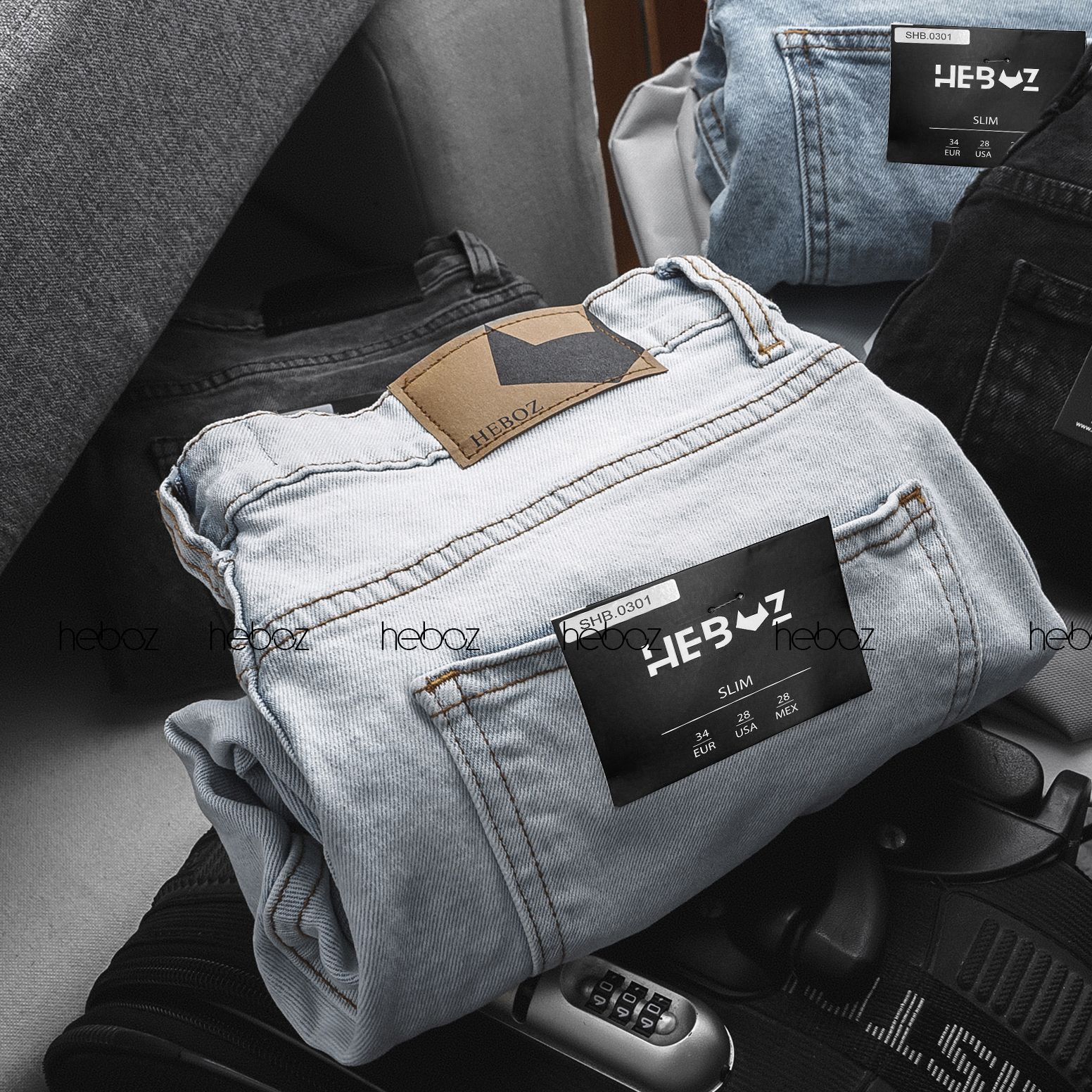 Quần short jean Heboz 4M(trơn)