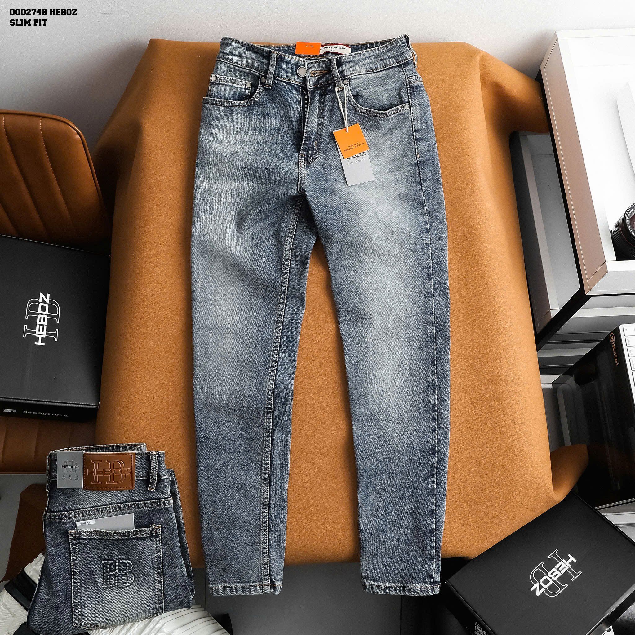 Quần jean nam Heboz dáng slim trơn D044 - 00002748