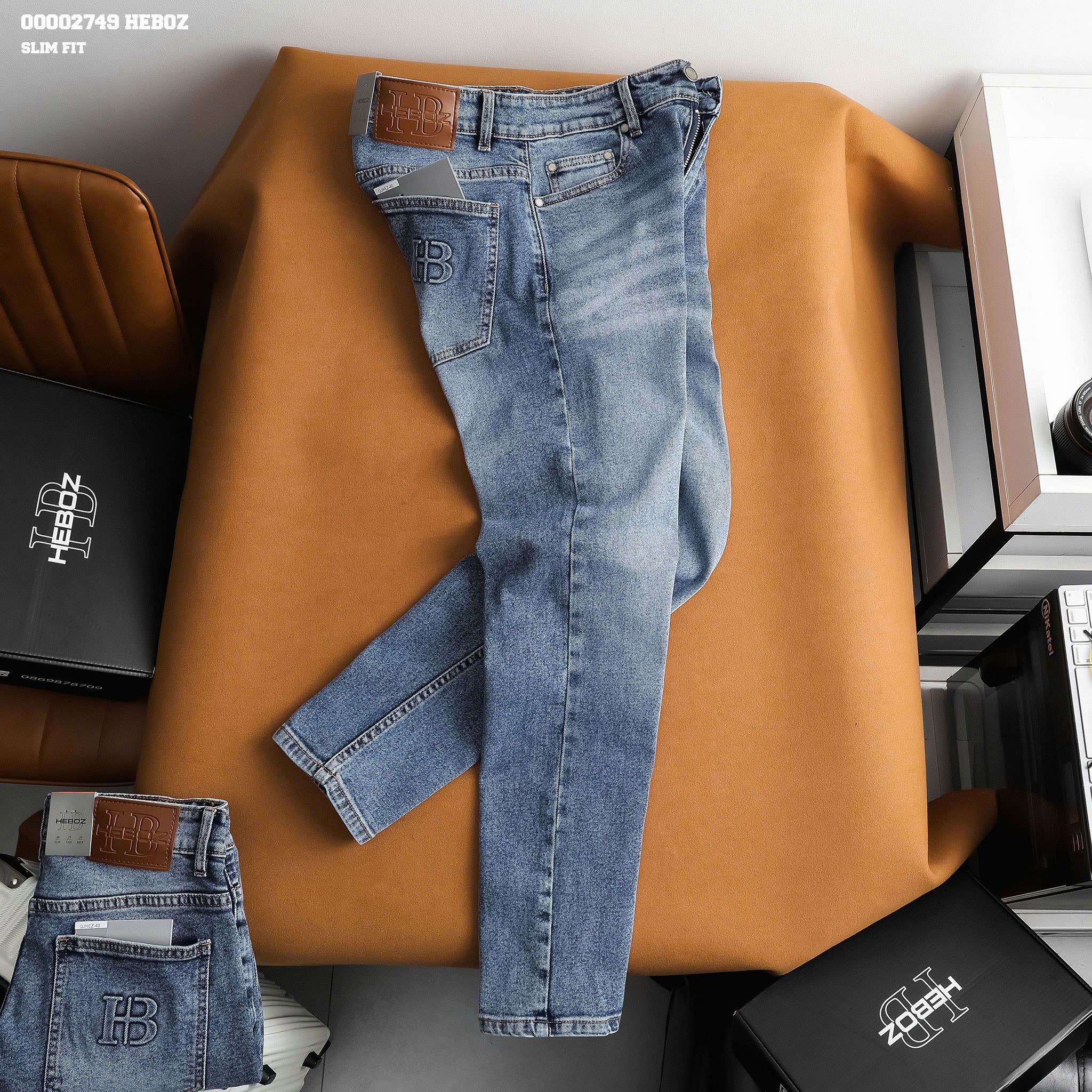 Quần jean nam Heboz dáng slim trơn D040 - 00002749