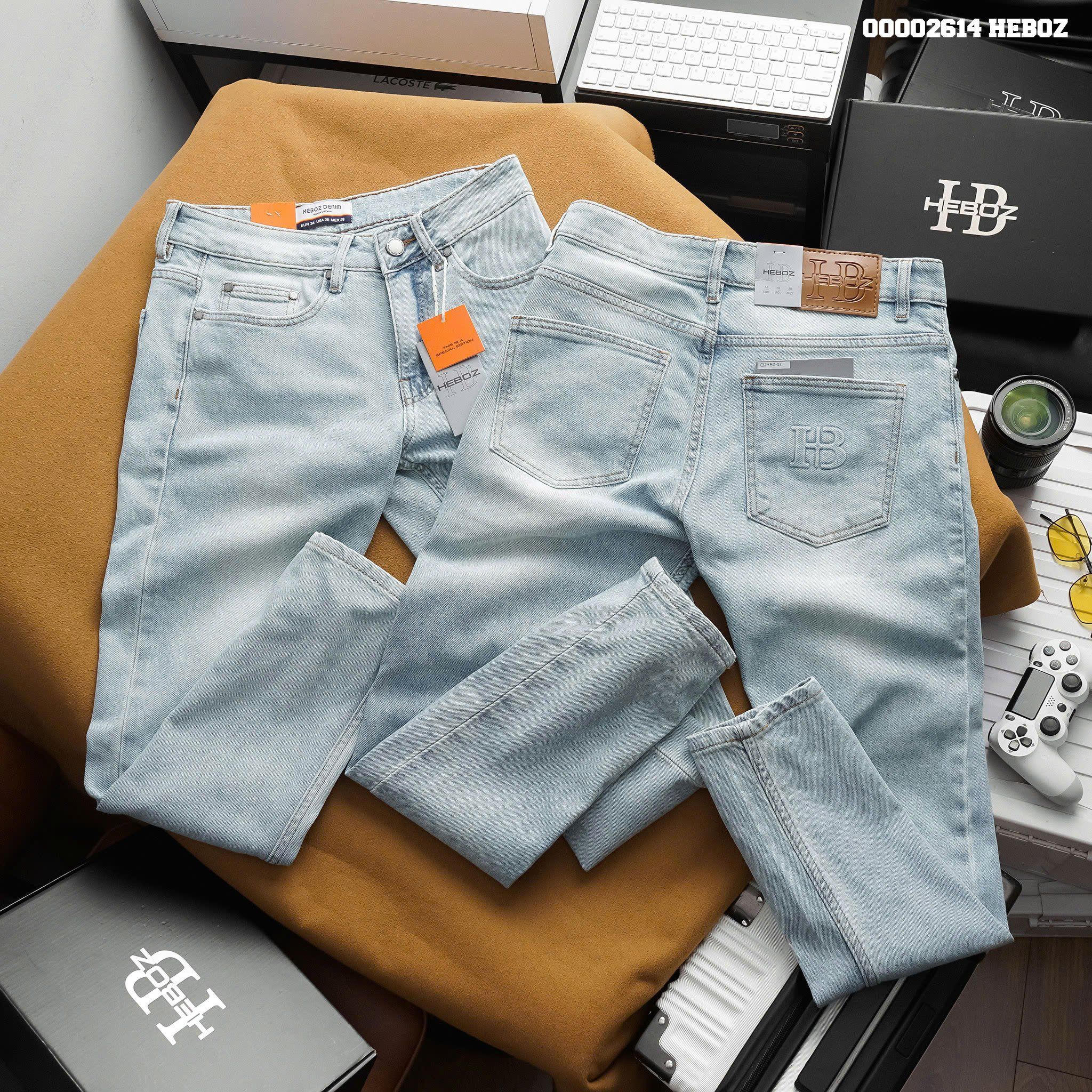Quần jean nam Heboz dáng slim trơn Heboz D007 - 00002614