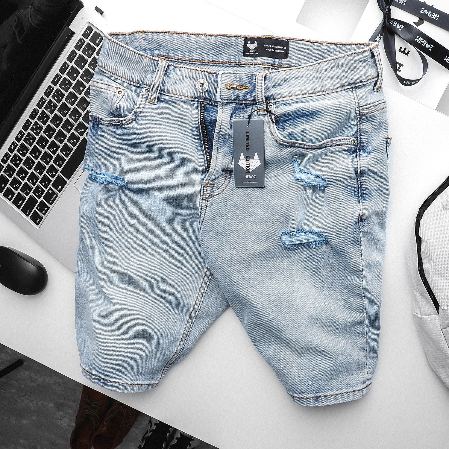Quần short jean Heboz 4M new