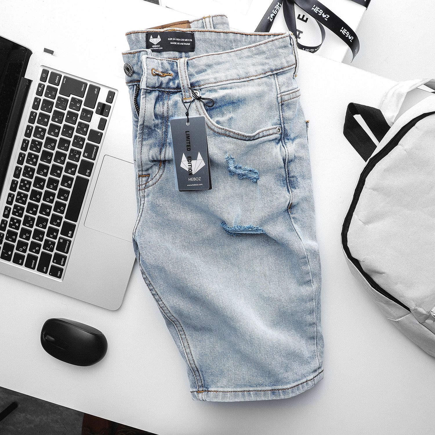 Quần short jean Heboz 4M new