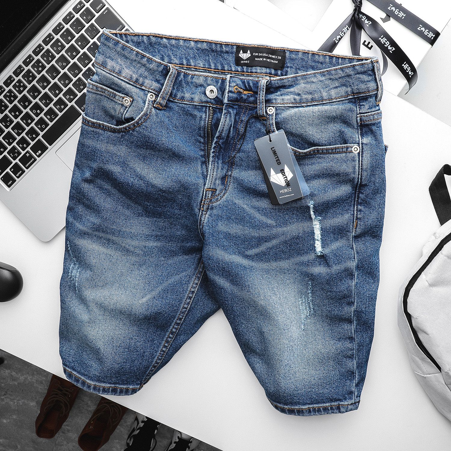 Quần short jean Heboz 4M new