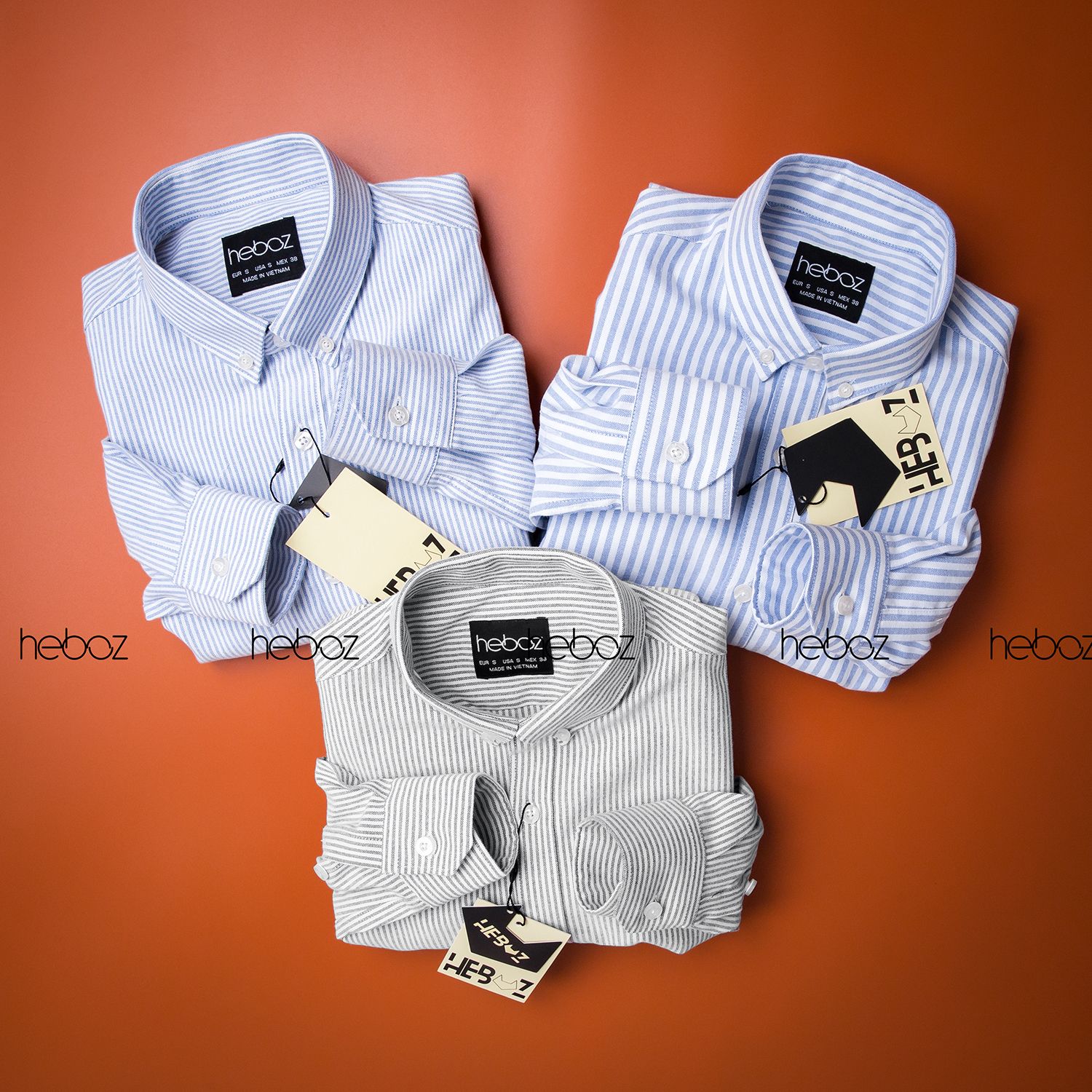 Áo sơ mi sọc oxford Heboz 3M