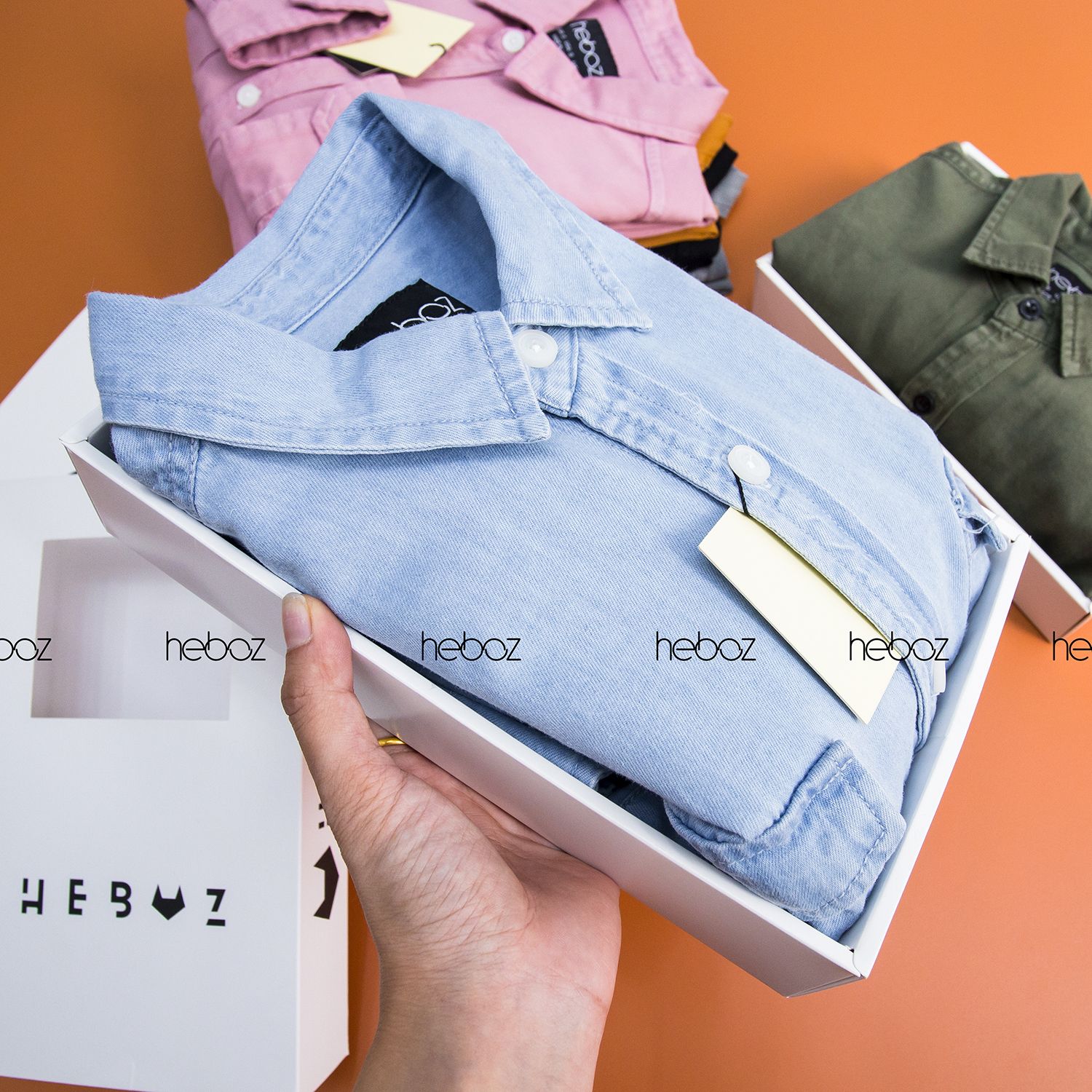 Áo denim Heboz 2 túi 6M