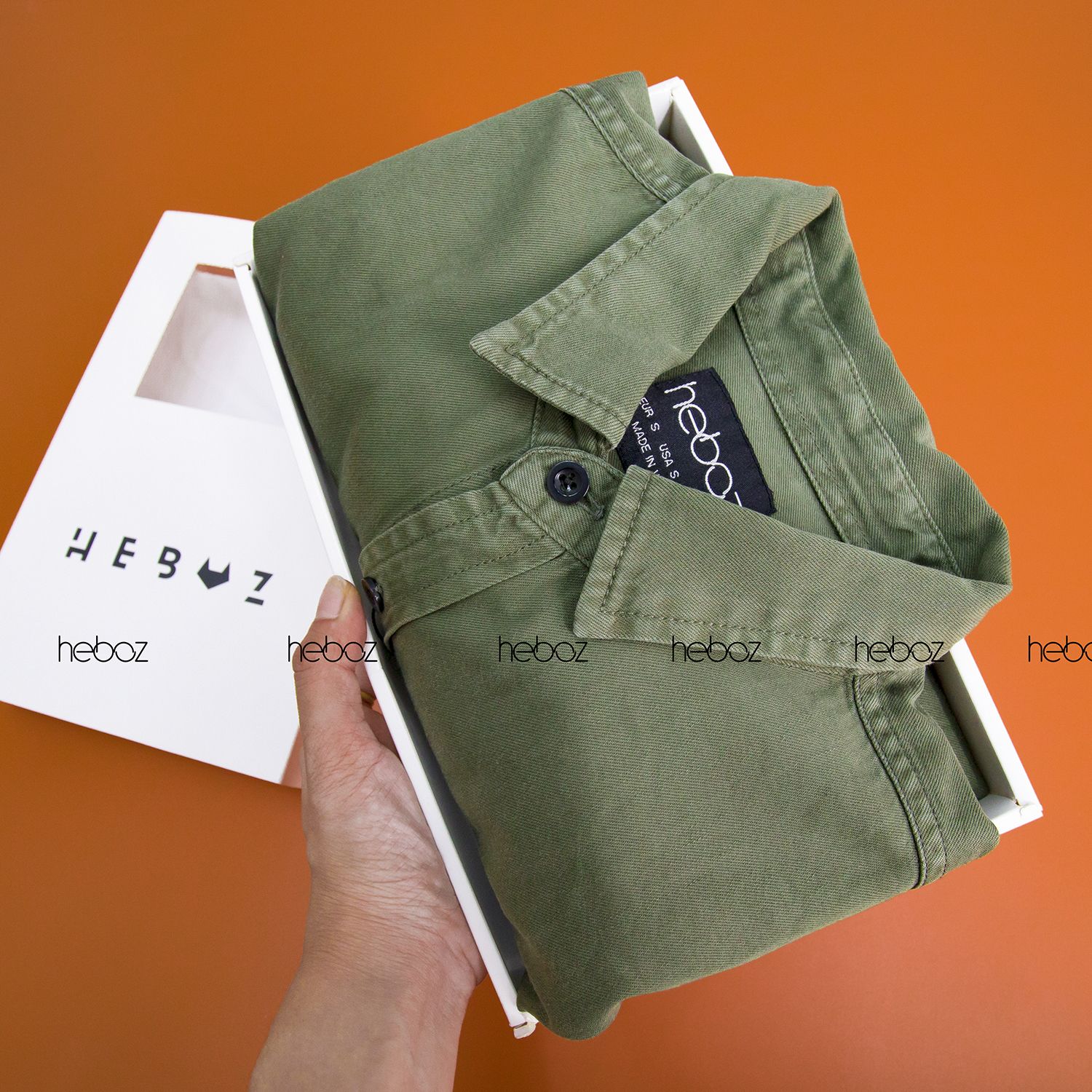 Áo denim Heboz 2 túi 6M