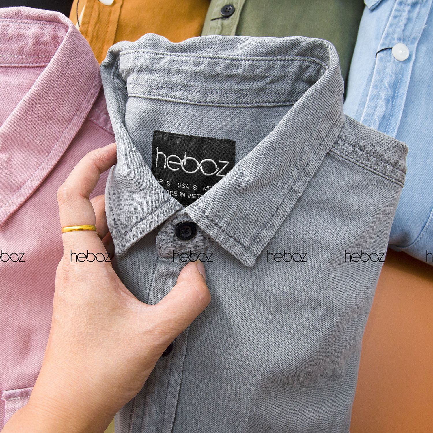 Áo denim Heboz 2 túi 6M