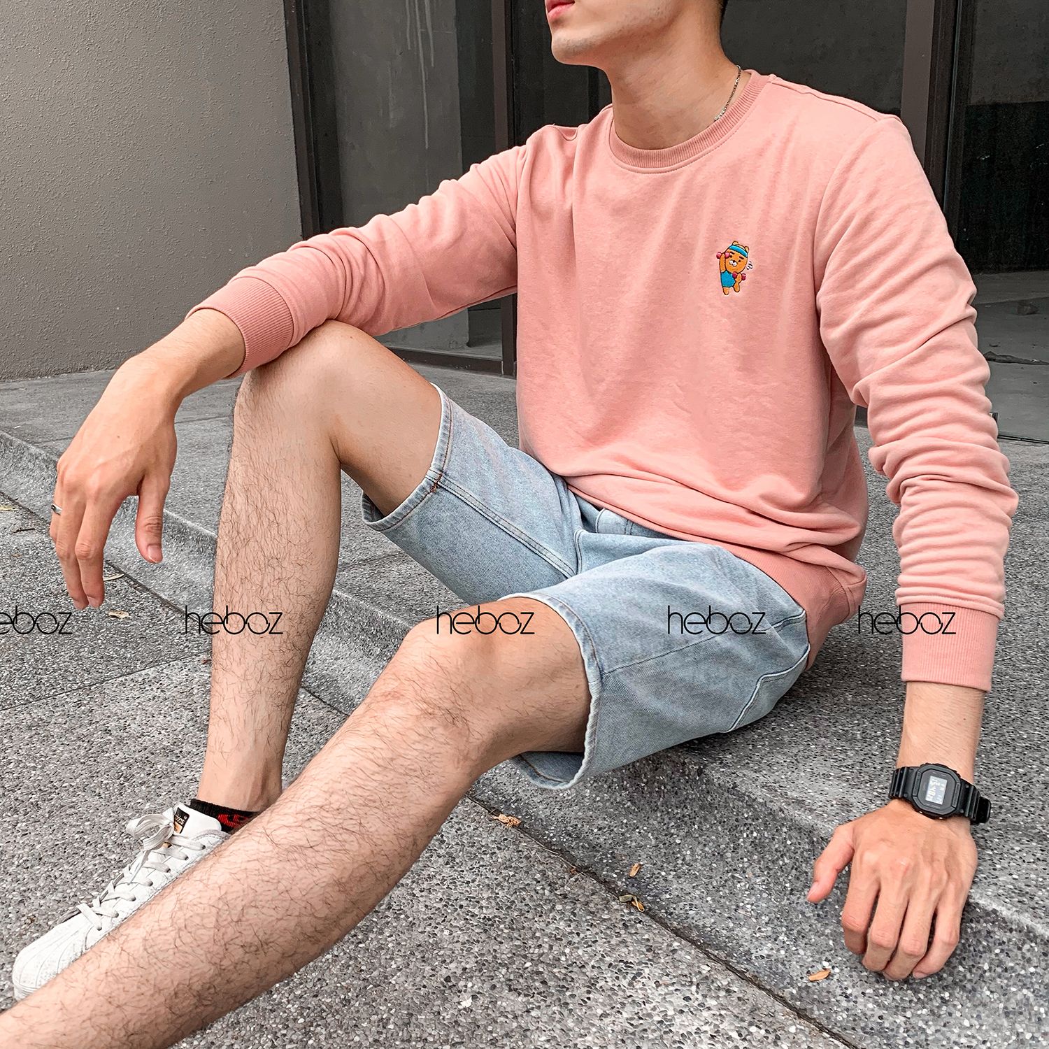Quần short jean Heboz 4M(trơn)