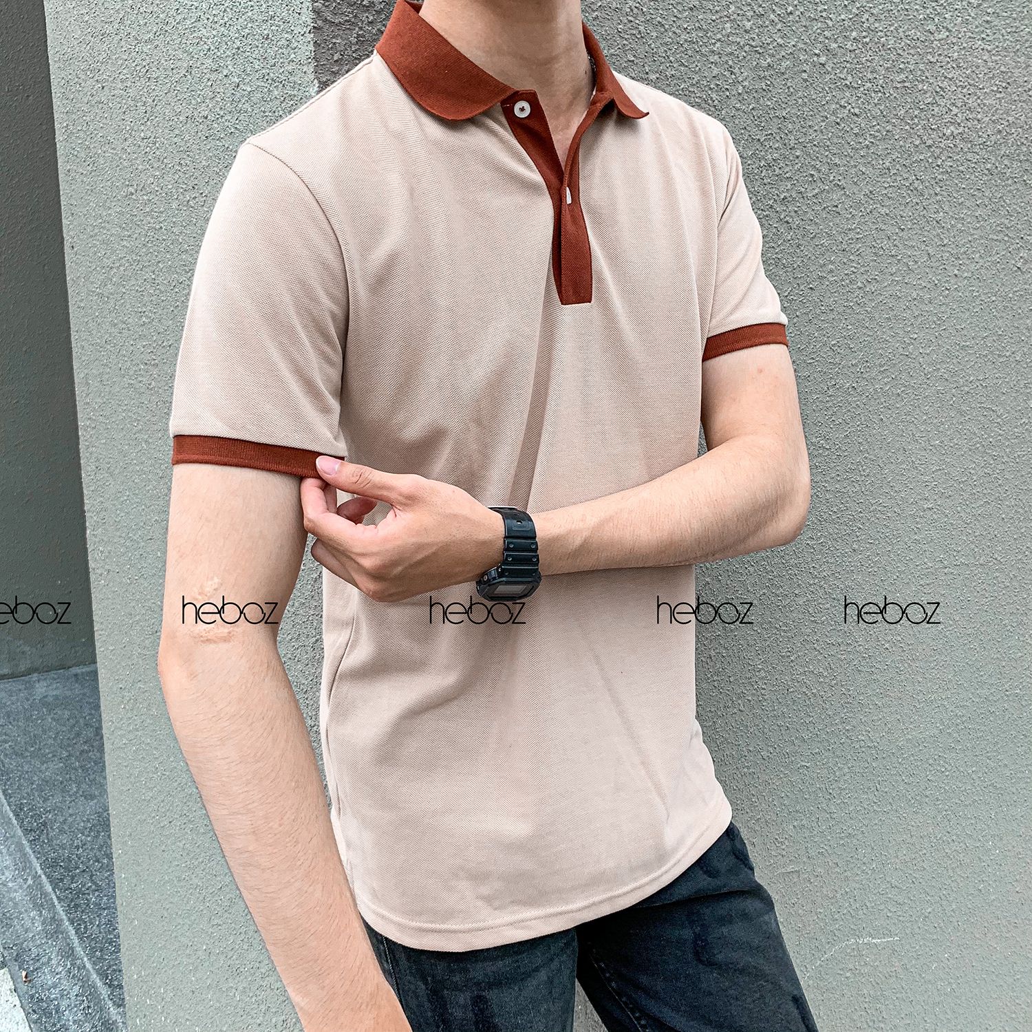 Áo polo Heboz phối viền 5M
