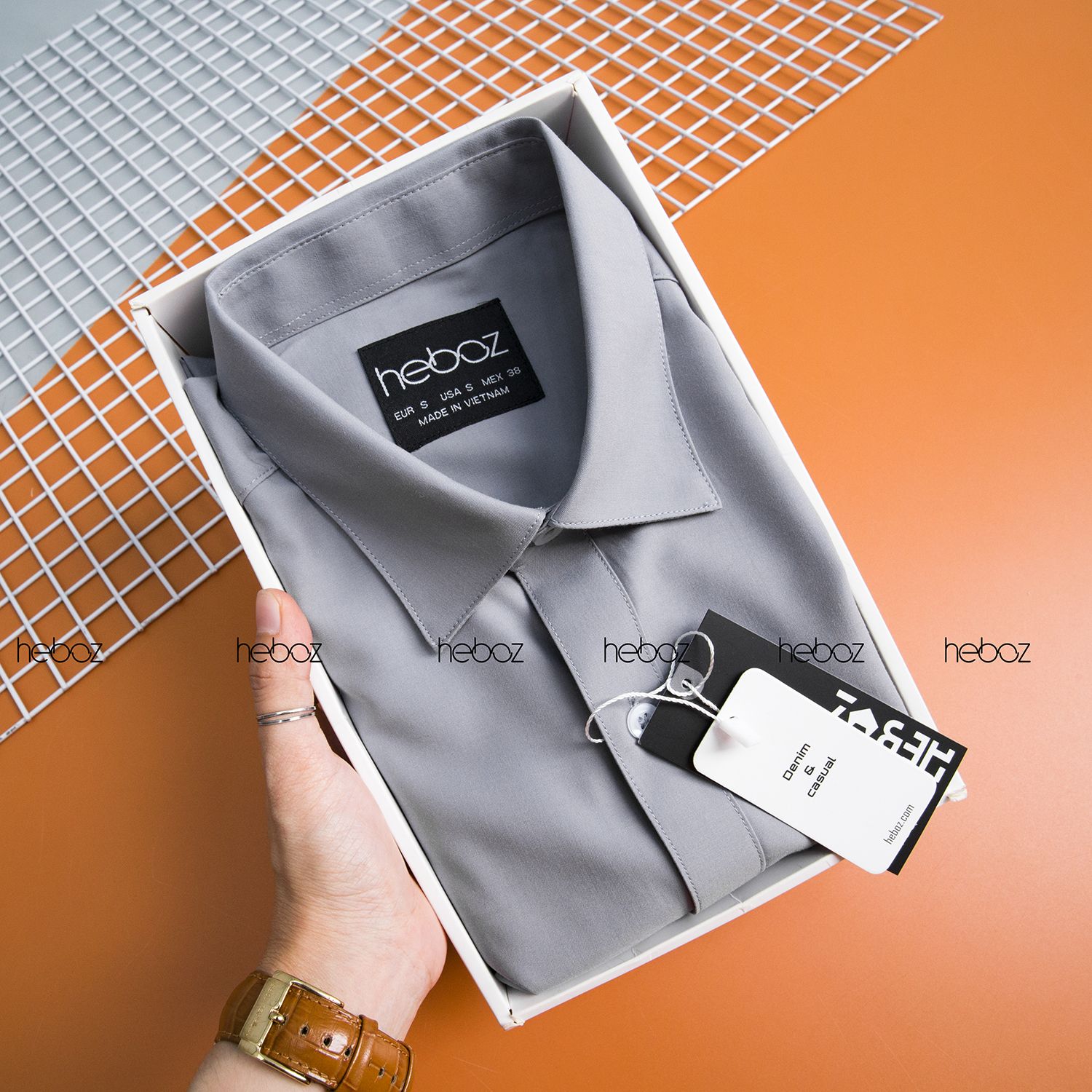 Áo sơ mi Heboz sồi xám - 00000424