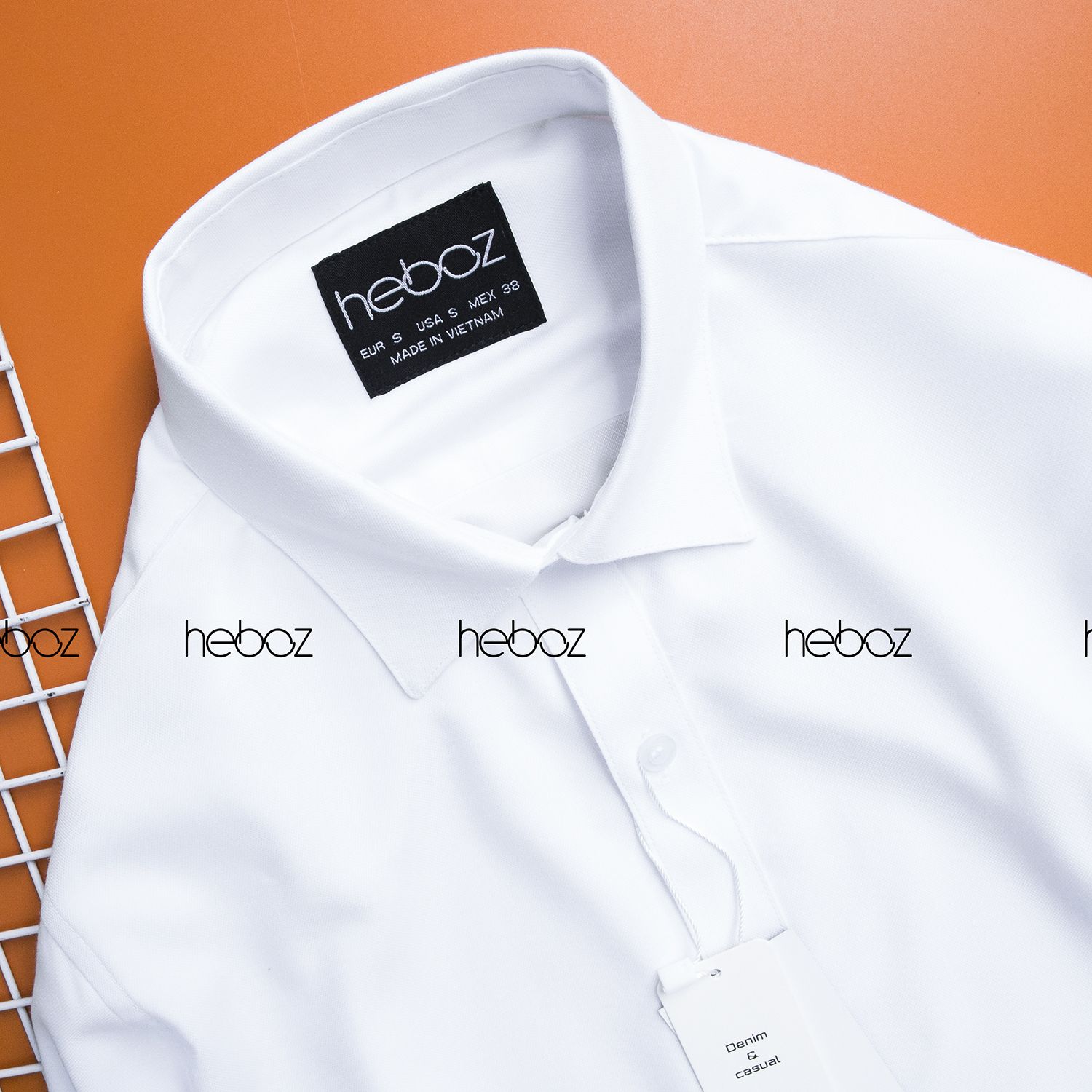 Áo sơ mi Heboz trắng hột nhỏ - 00000423