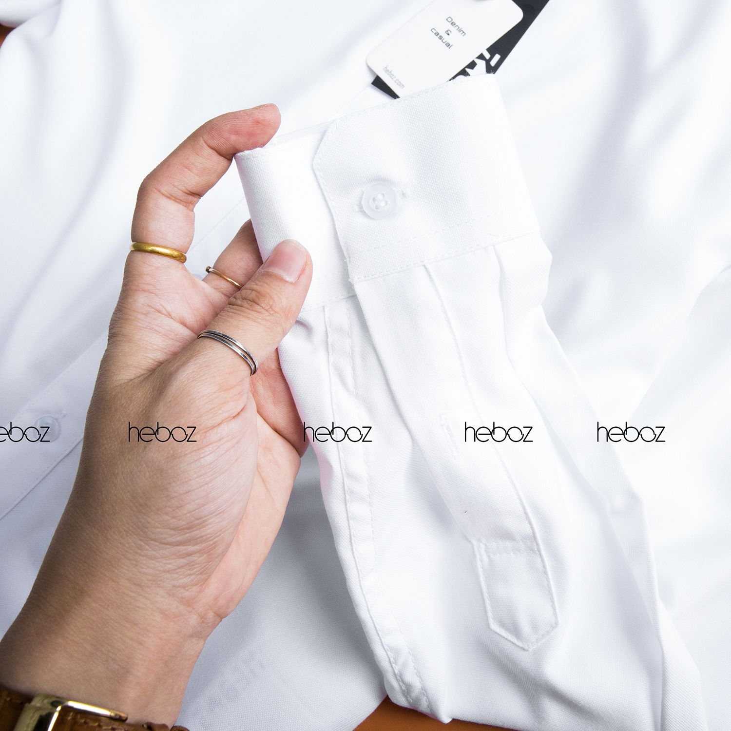 Áo sơ mi Heboz trắng hột nhỏ - 00000423