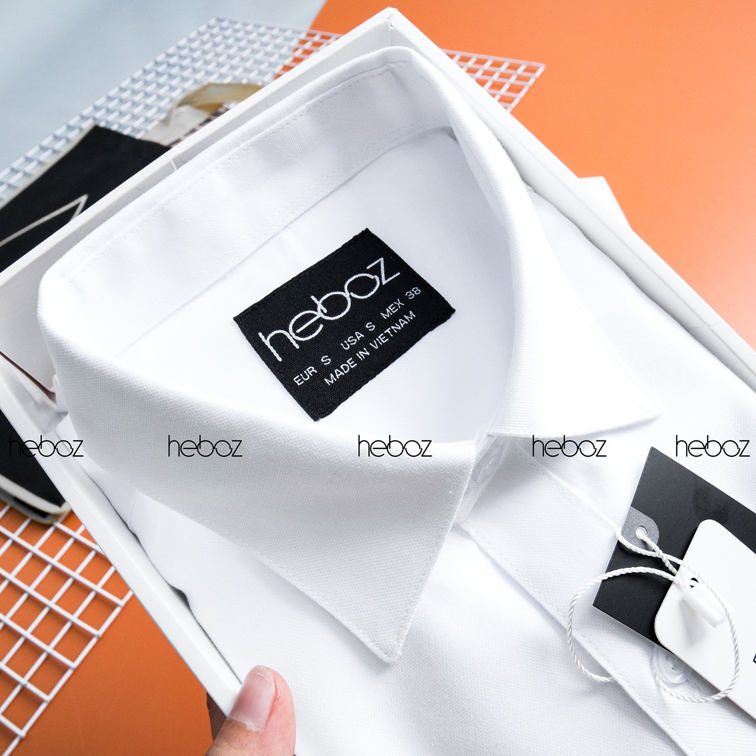 Áo sơ mi Heboz trắng hột nhỏ - 00000423