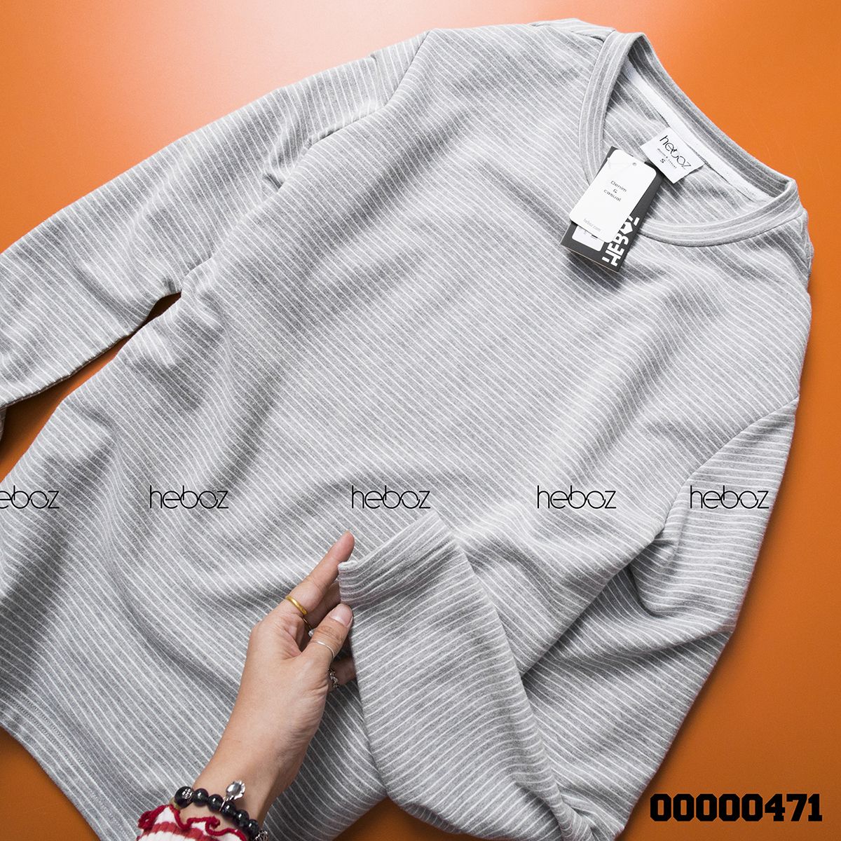 Áo thun dài tay sọc nhỏ Heboz 4M