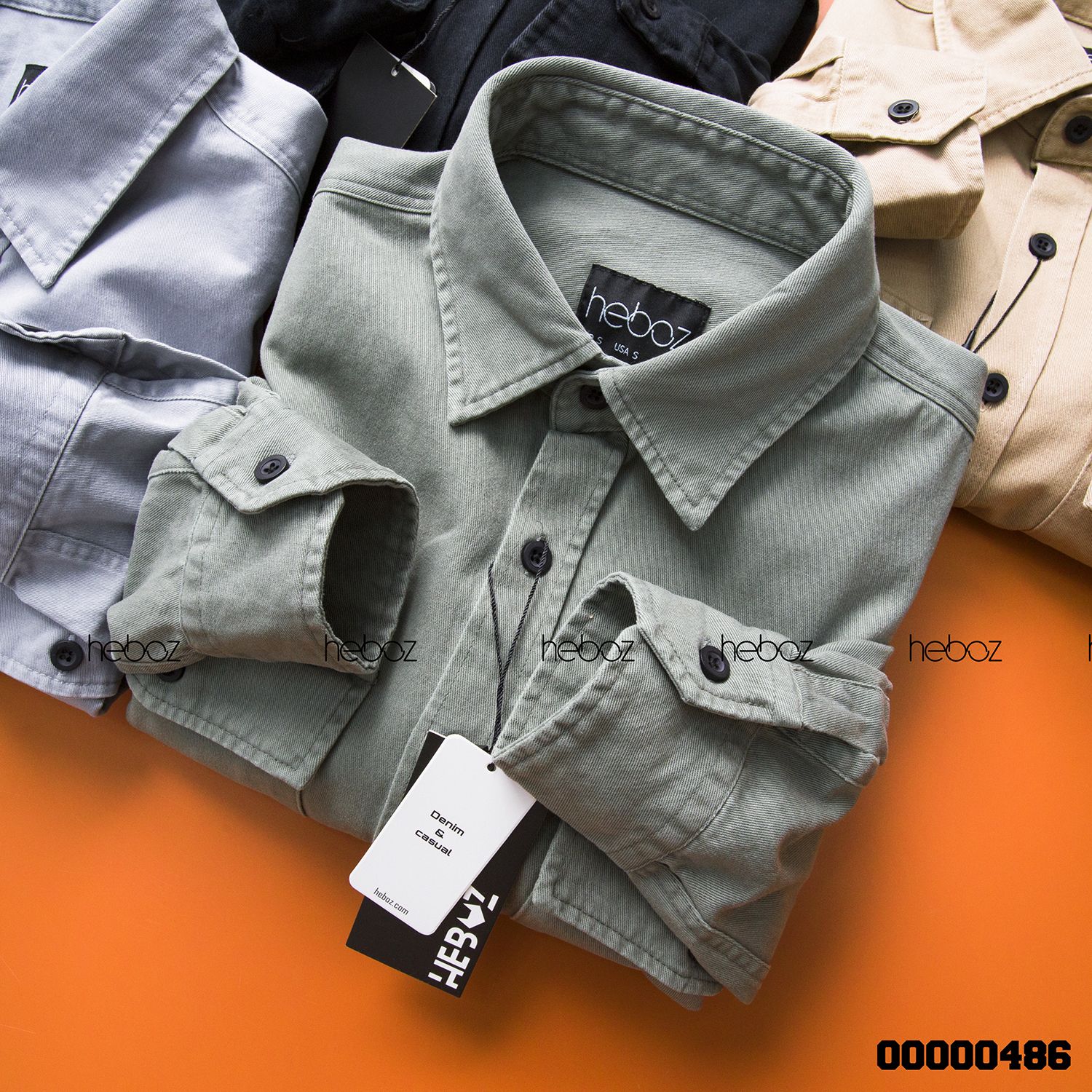 Áo denim Heboz 2 túi 5M new
