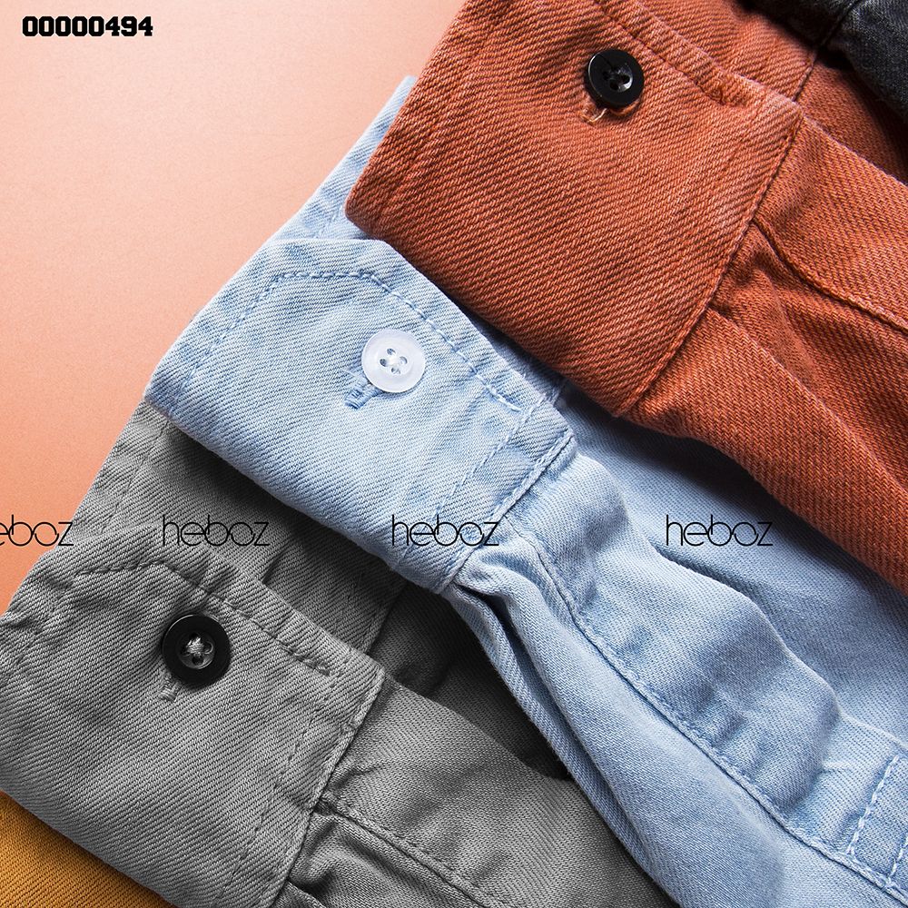 Áo denim HEBOZ 1 túi cổ bẻ 6M