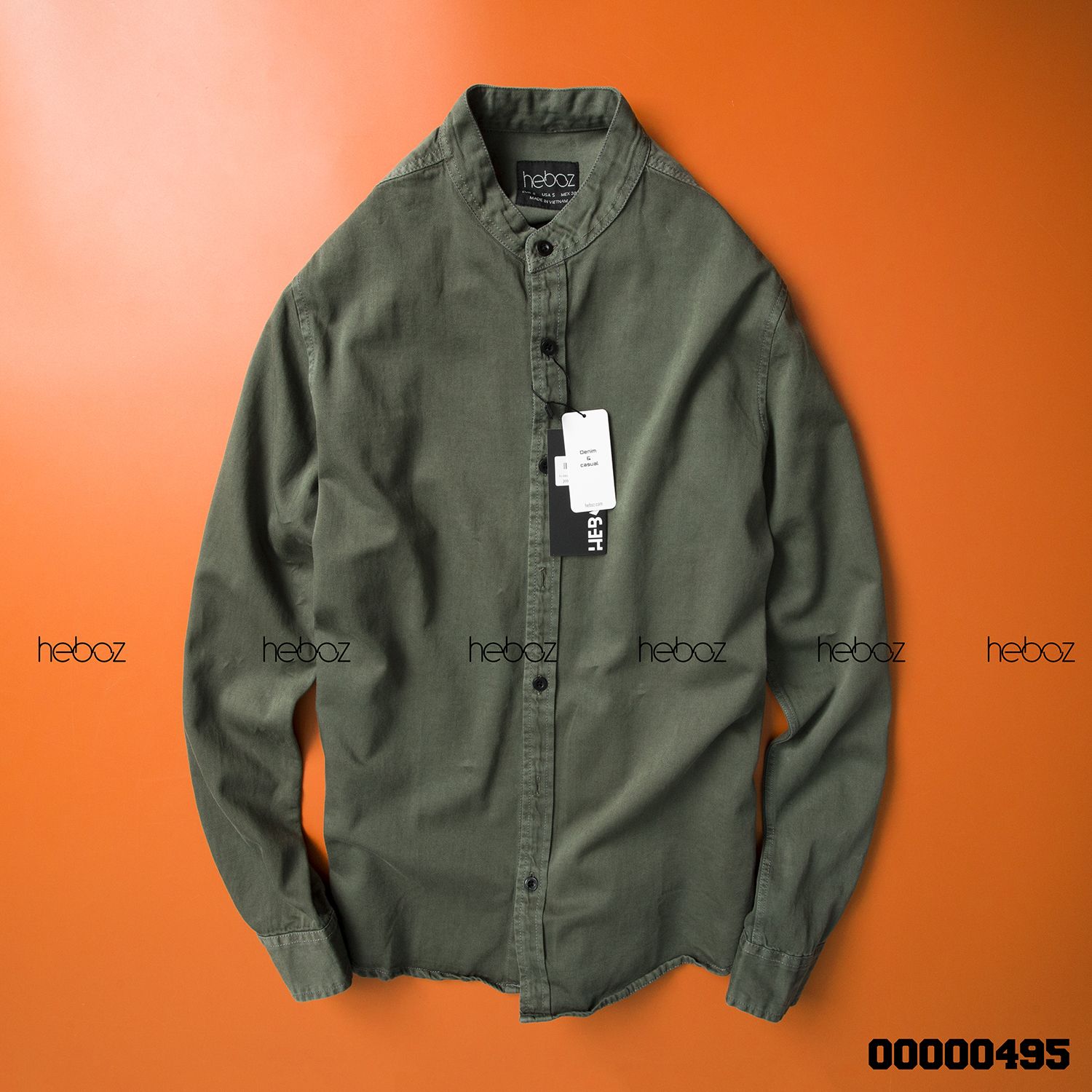 Áo denim HEBOZ cổ trụ 4M