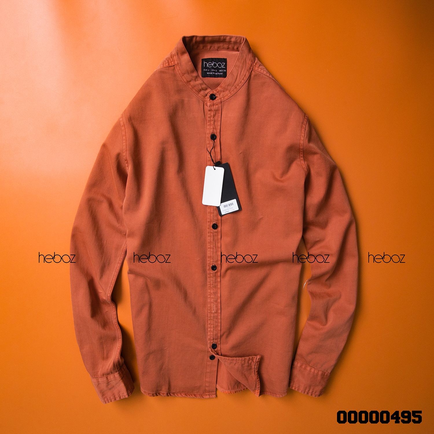 Áo denim HEBOZ cổ trụ 4M