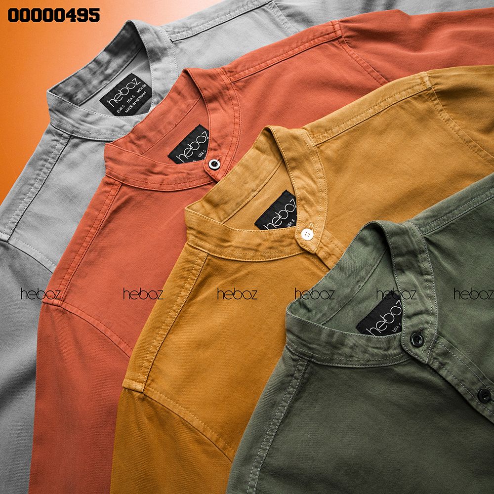 Áo denim HEBOZ cổ trụ 4M