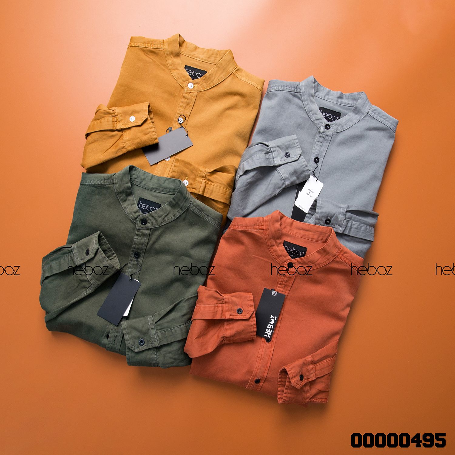 Áo denim HEBOZ cổ trụ 4M