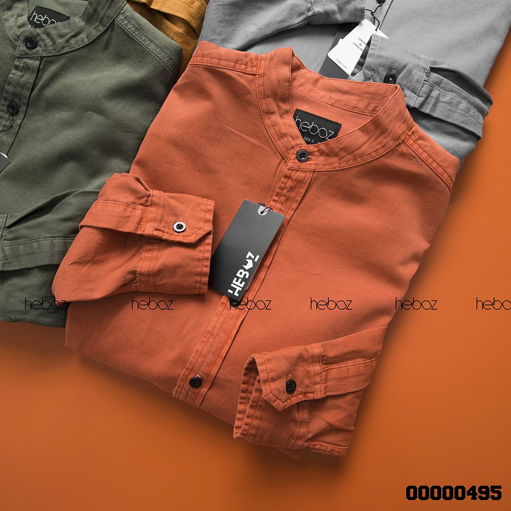 Áo denim HEBOZ cổ trụ 4M