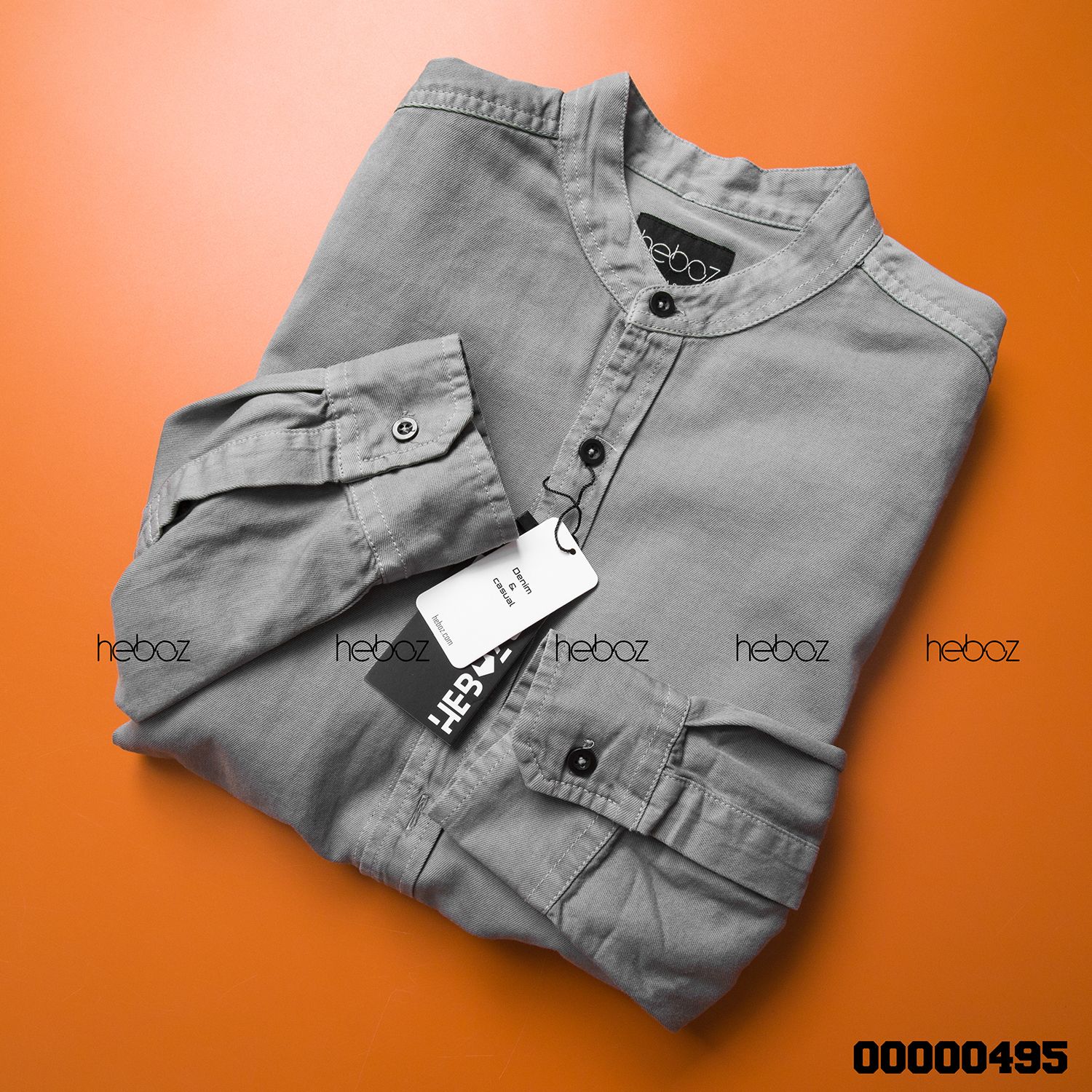 Áo denim HEBOZ cổ trụ 4M