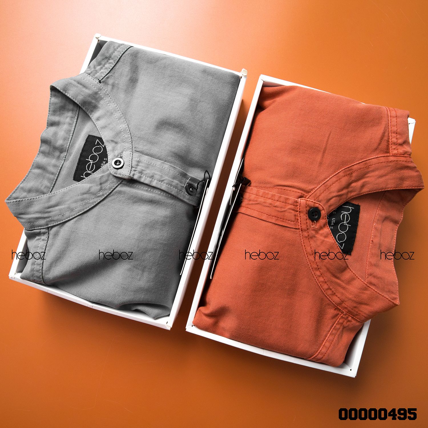 Áo denim HEBOZ cổ trụ 4M