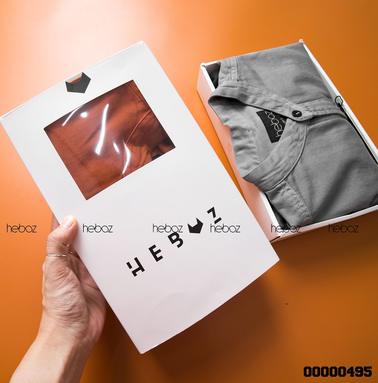 Áo denim HEBOZ cổ trụ 4M