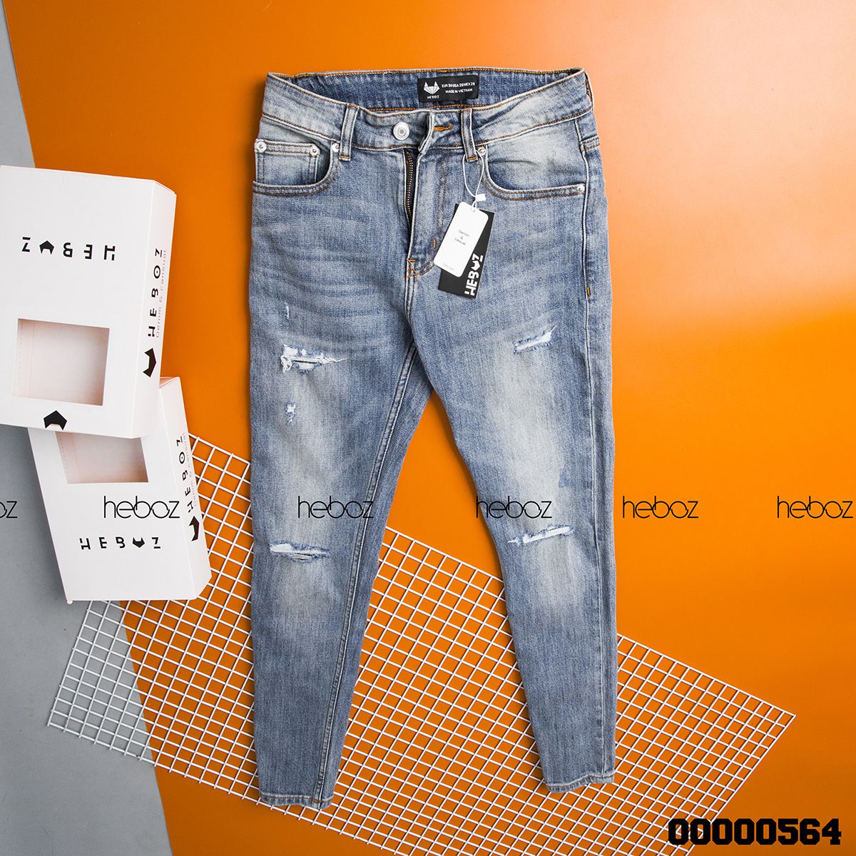 Quần jean Heboz slim 018(rách) - 00000564