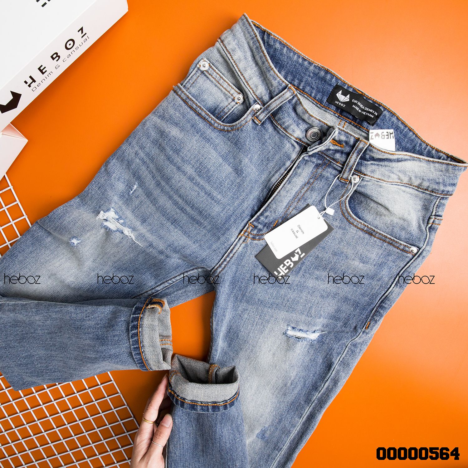 Quần jean Heboz slim 018(rách) - 00000564