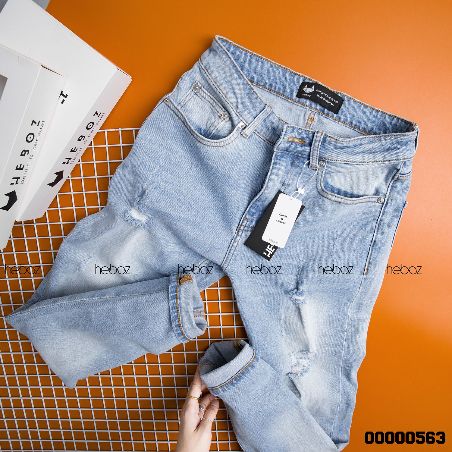 Quần jean HB slim 017(rách)