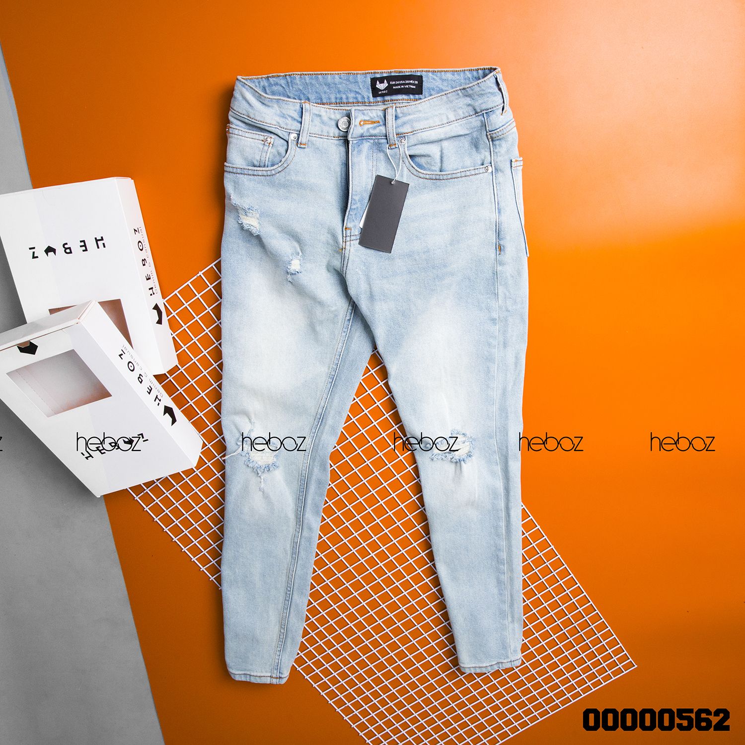 Quần jean HEBOZ slim 016(rách)