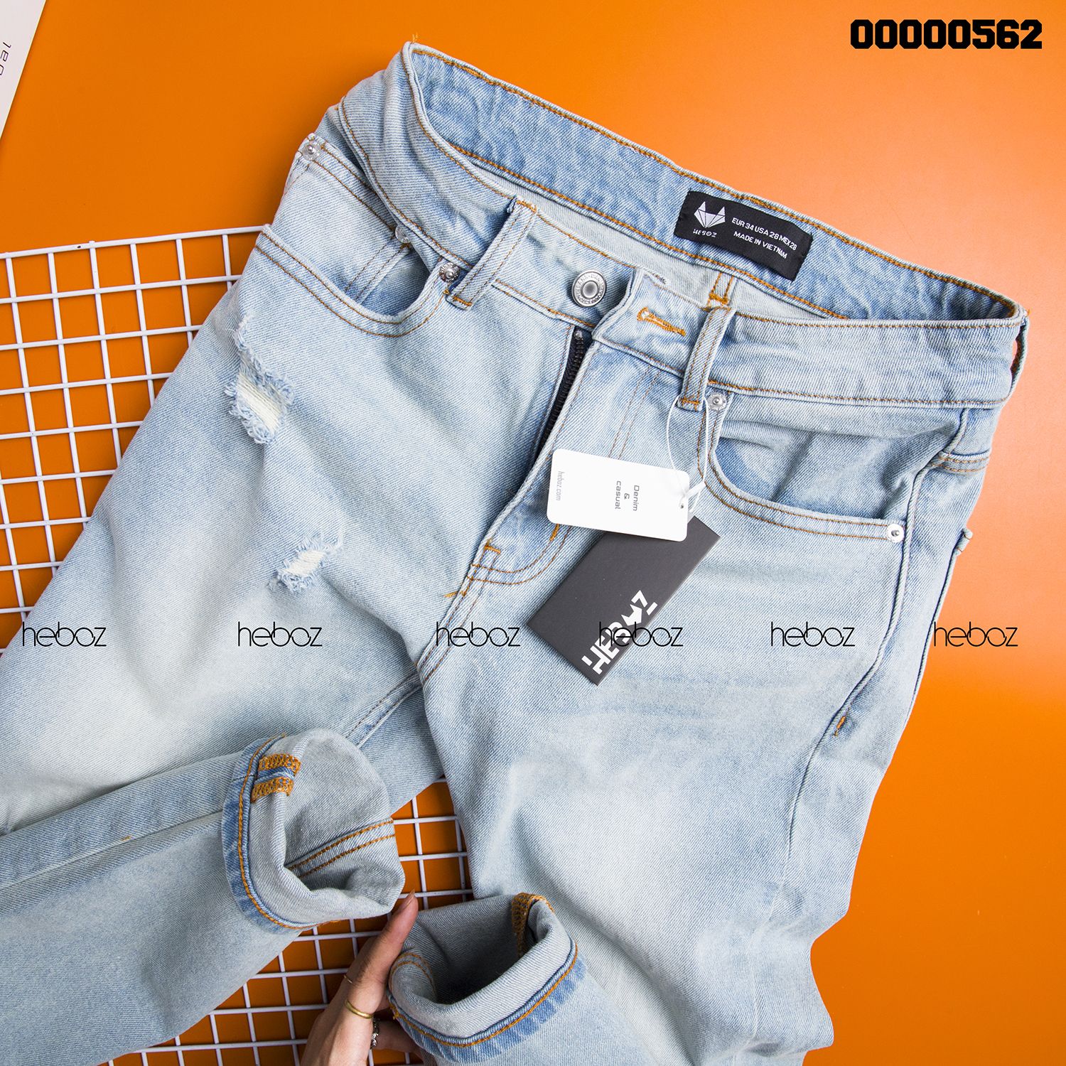 Quần jean HEBOZ slim 016(rách)