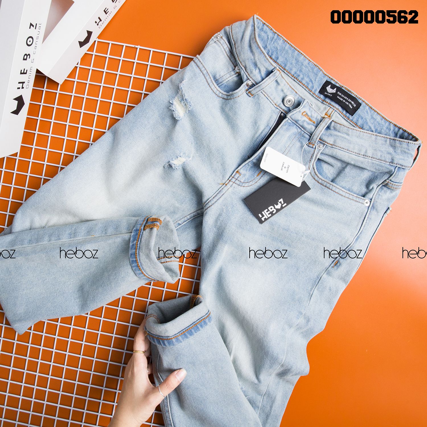 Quần jean HEBOZ slim 016(rách)